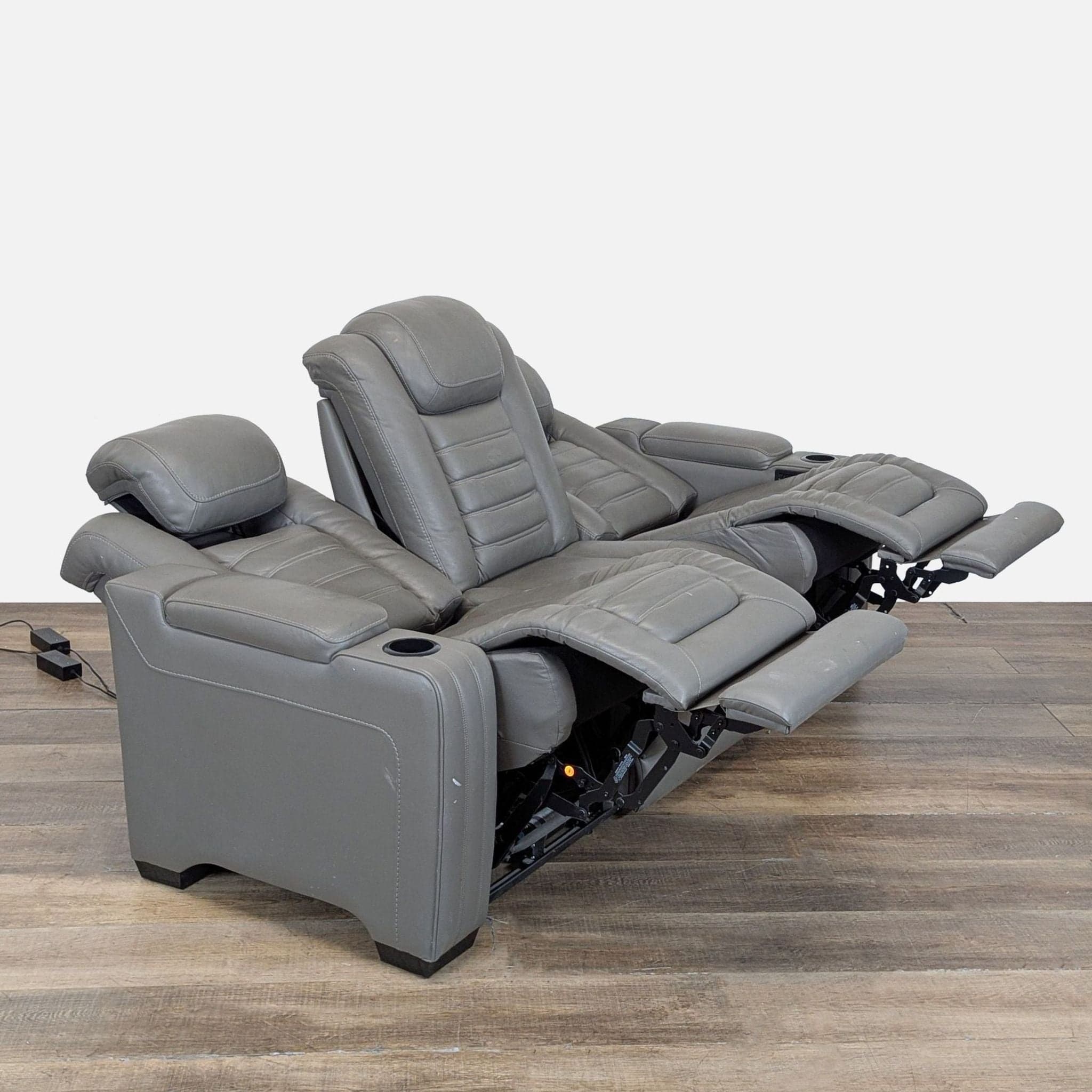 Signature Design by Ashley Backtrack Gray Power Reclining Sofa - Thumbnail 2