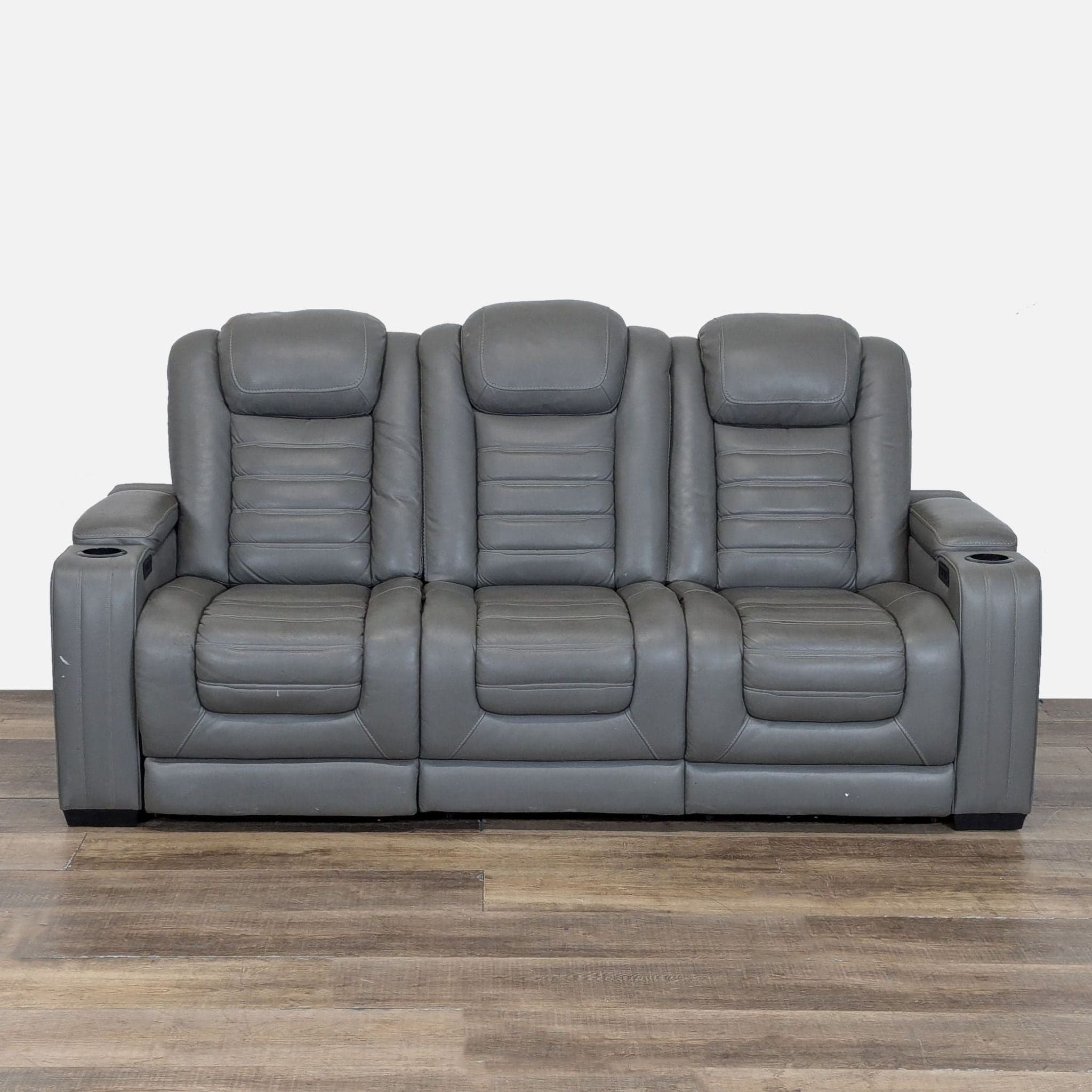 Signature Design by Ashley Backtrack Gray Power Reclining Sofa - Image 1