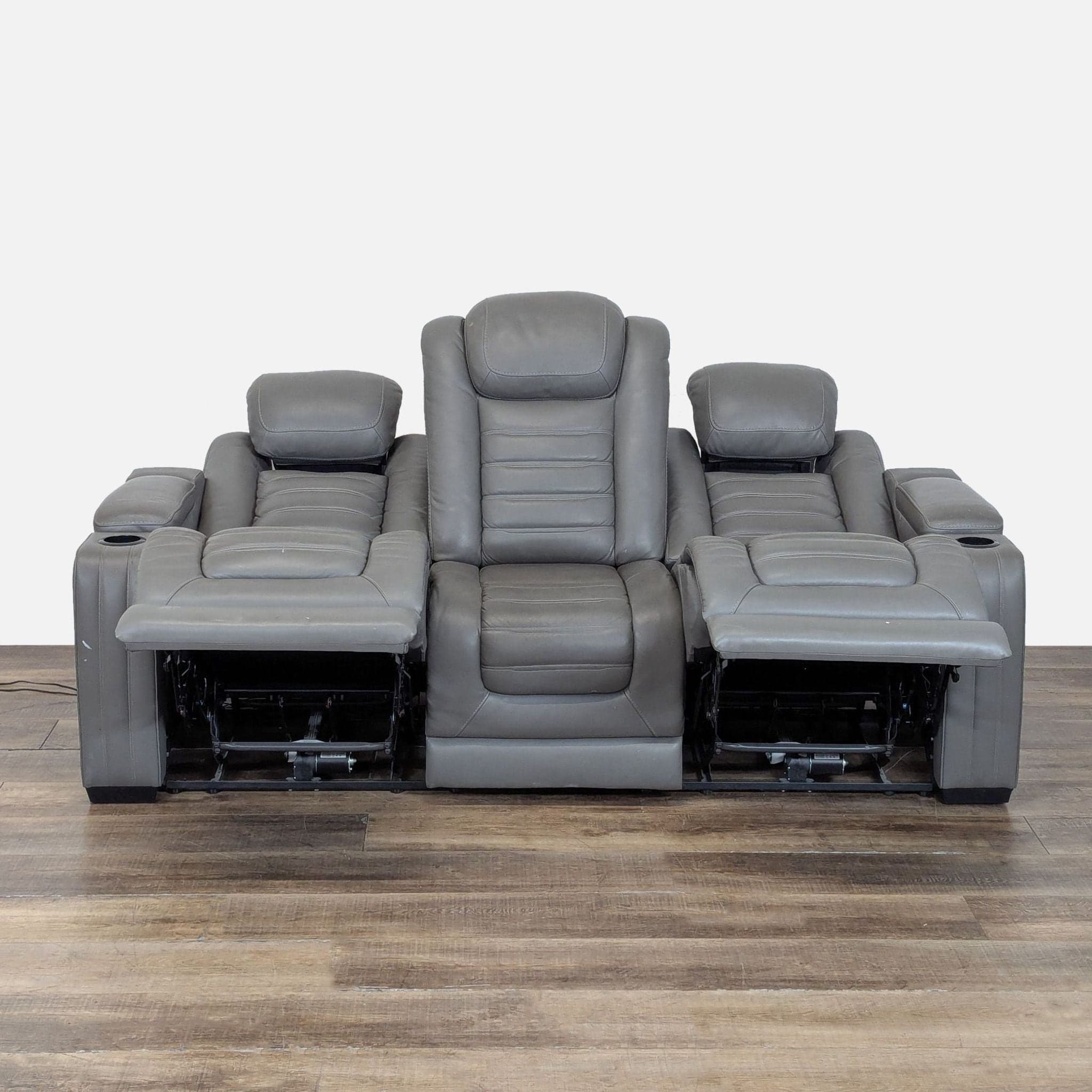 Signature Design by Ashley Backtrack Gray Power Reclining Sofa - Thumbnail 5
