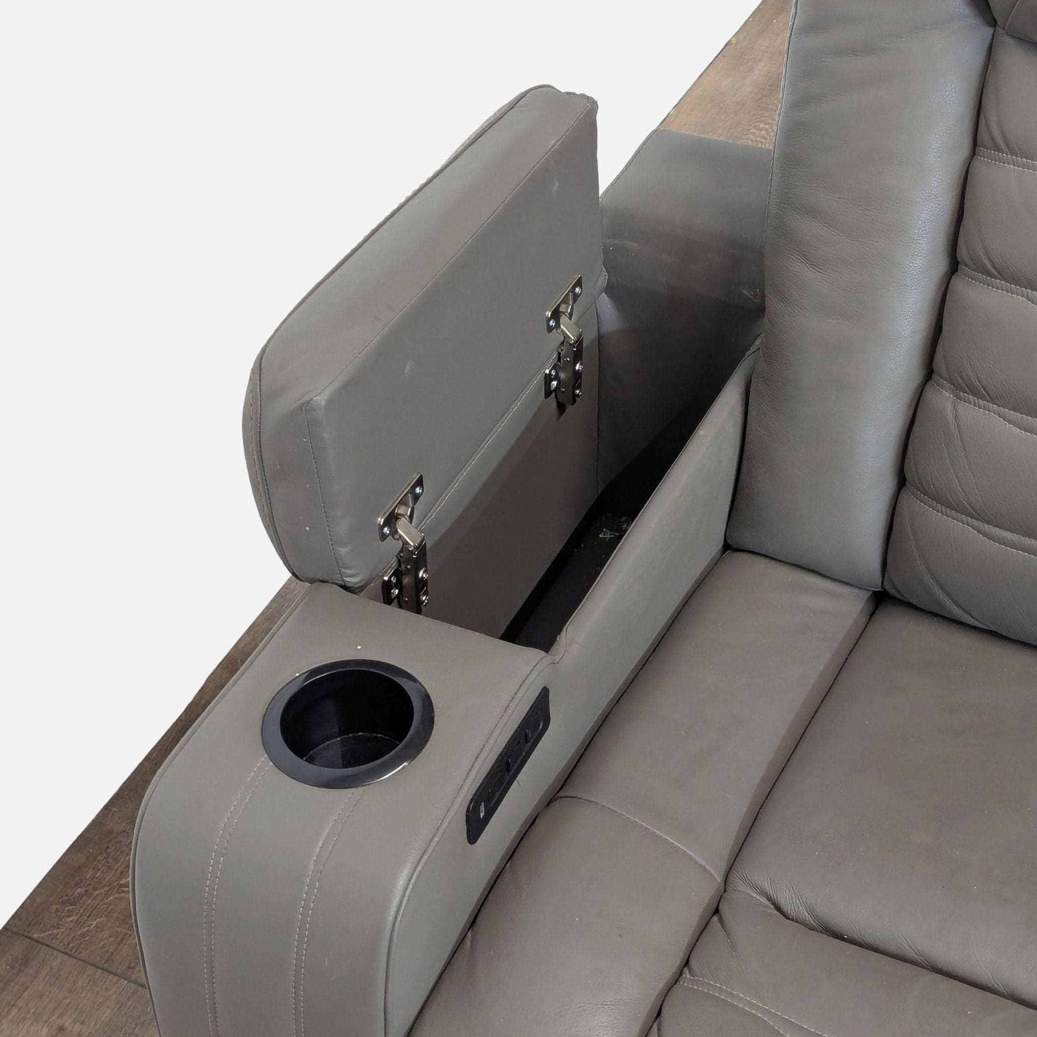 Signature Design by Ashley Backtrack Gray Power Reclining Sofa - Thumbnail 7