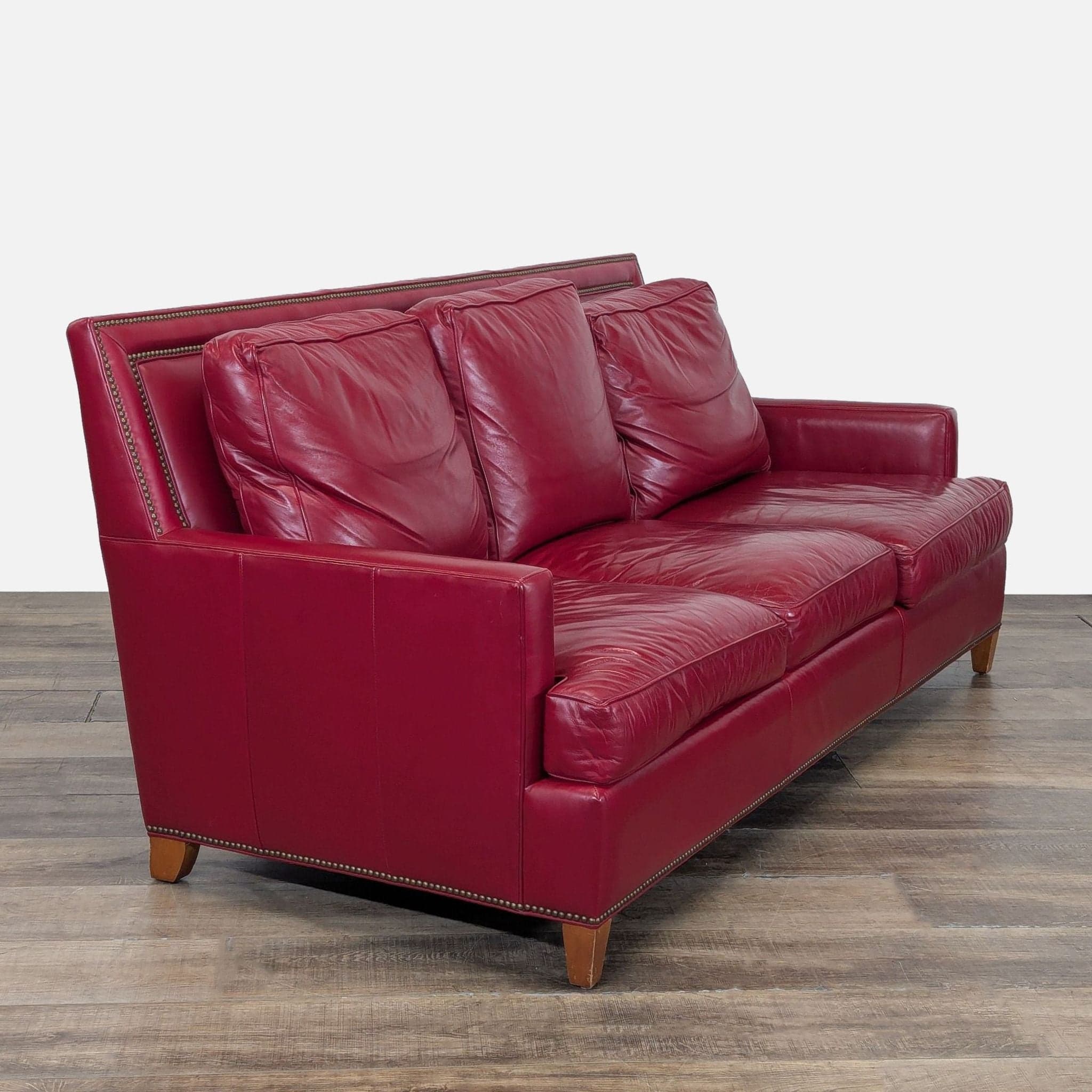 Hancock and Moore Arrington Red Leather Modern Sofa - Thumbnail 3