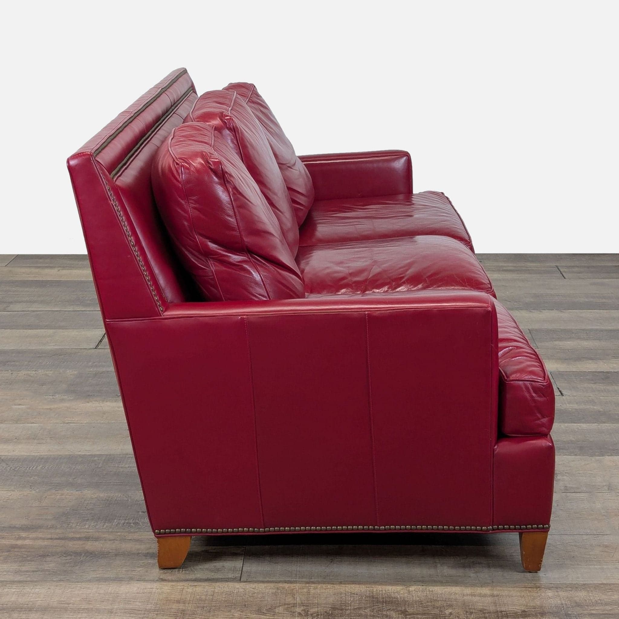 Hancock and Moore Arrington Red Leather Modern Sofa - Thumbnail 2