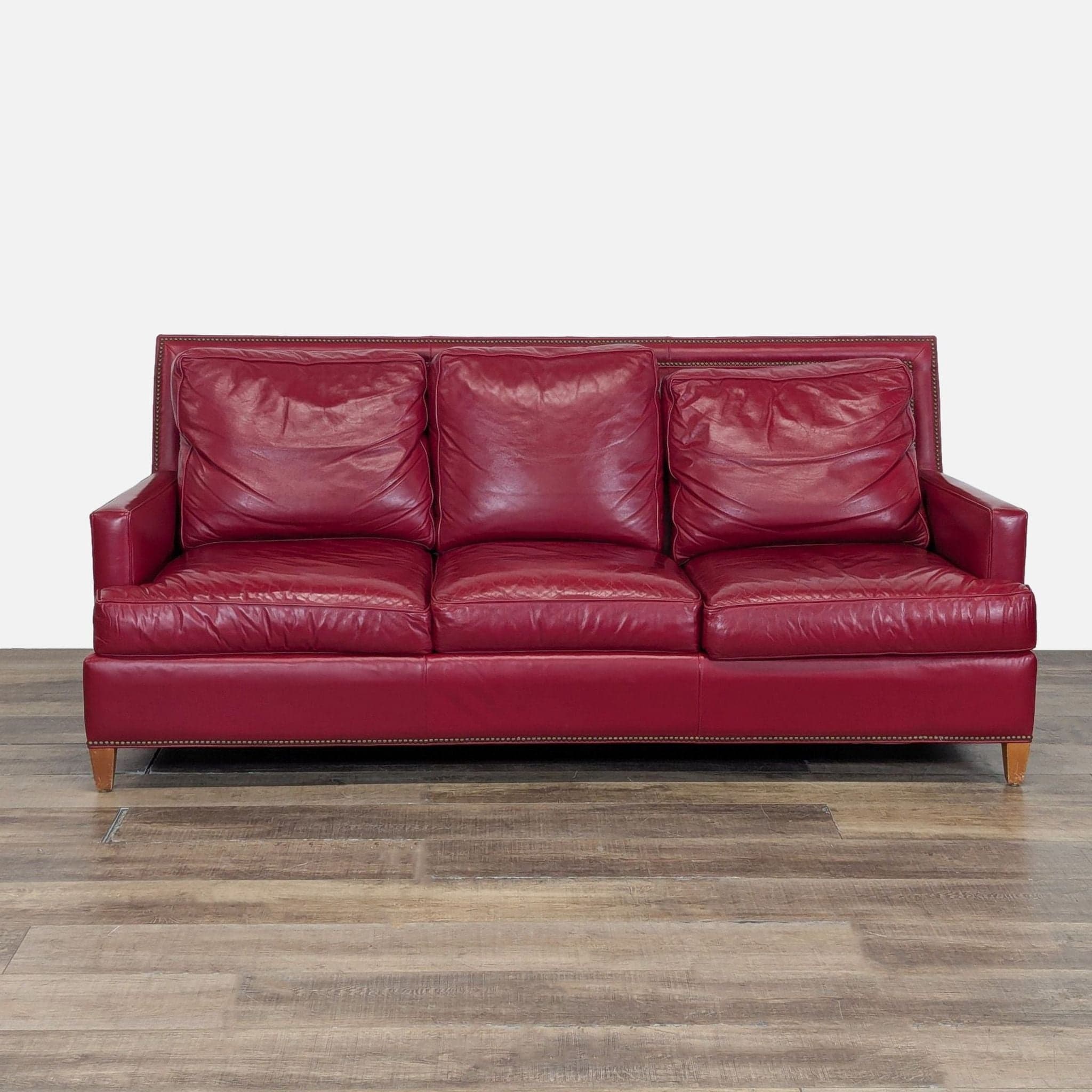 Hancock and Moore Arrington Red Leather Modern Sofa - Image 1