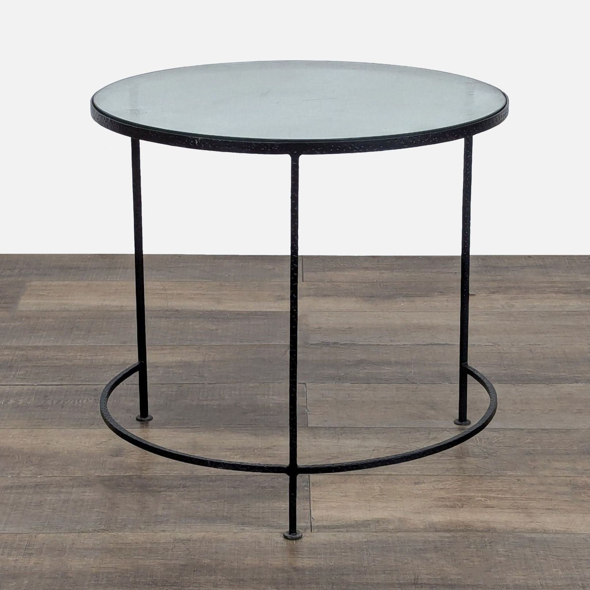 Glass Top Side Table on Metal Base - Thumbnail 7