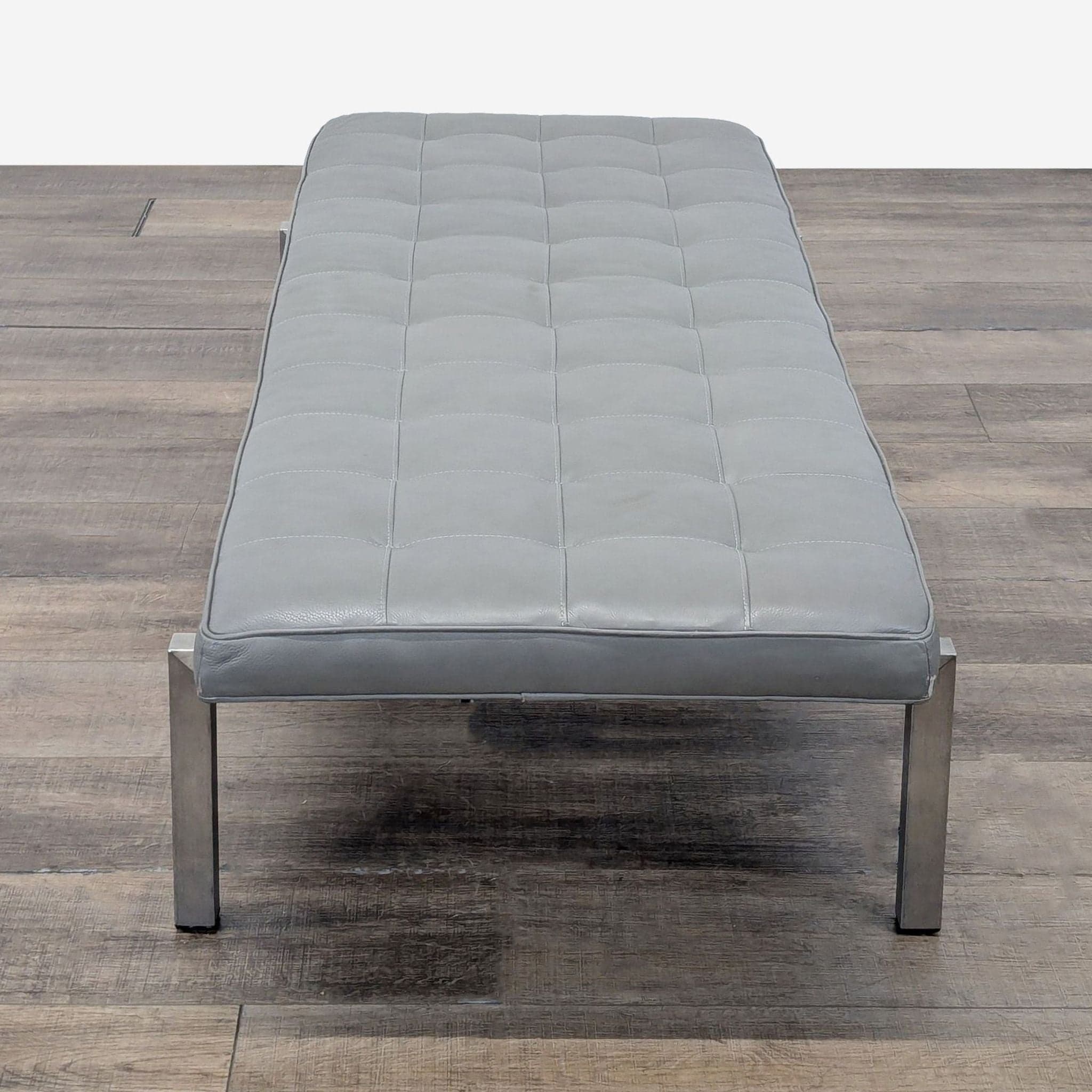 HD Buttercup Tufted Leather and Chrome Bench - Thumbnail 7