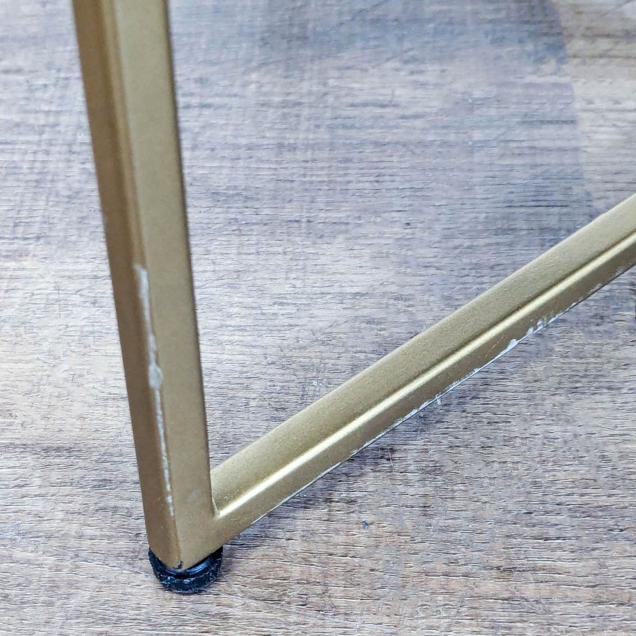 Leather Button Tufted Ottoman on Metal Base - Thumbnail 5