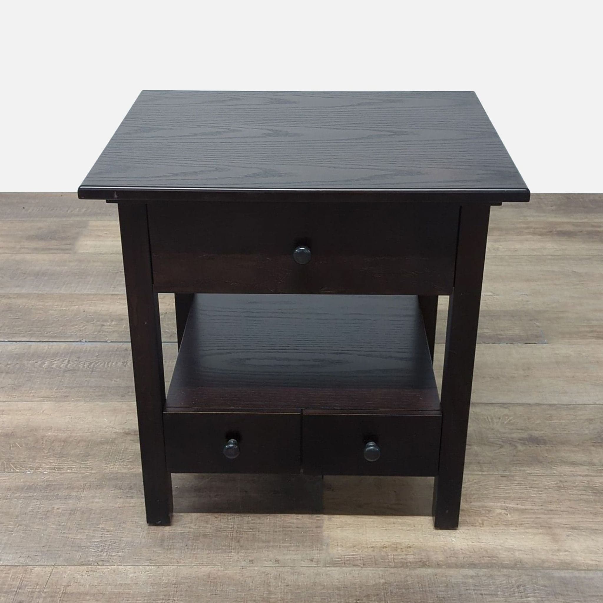 Crate & Barrel End Table with Drawer, Pull-Out Shelf & Bottom Shelf - Image 1