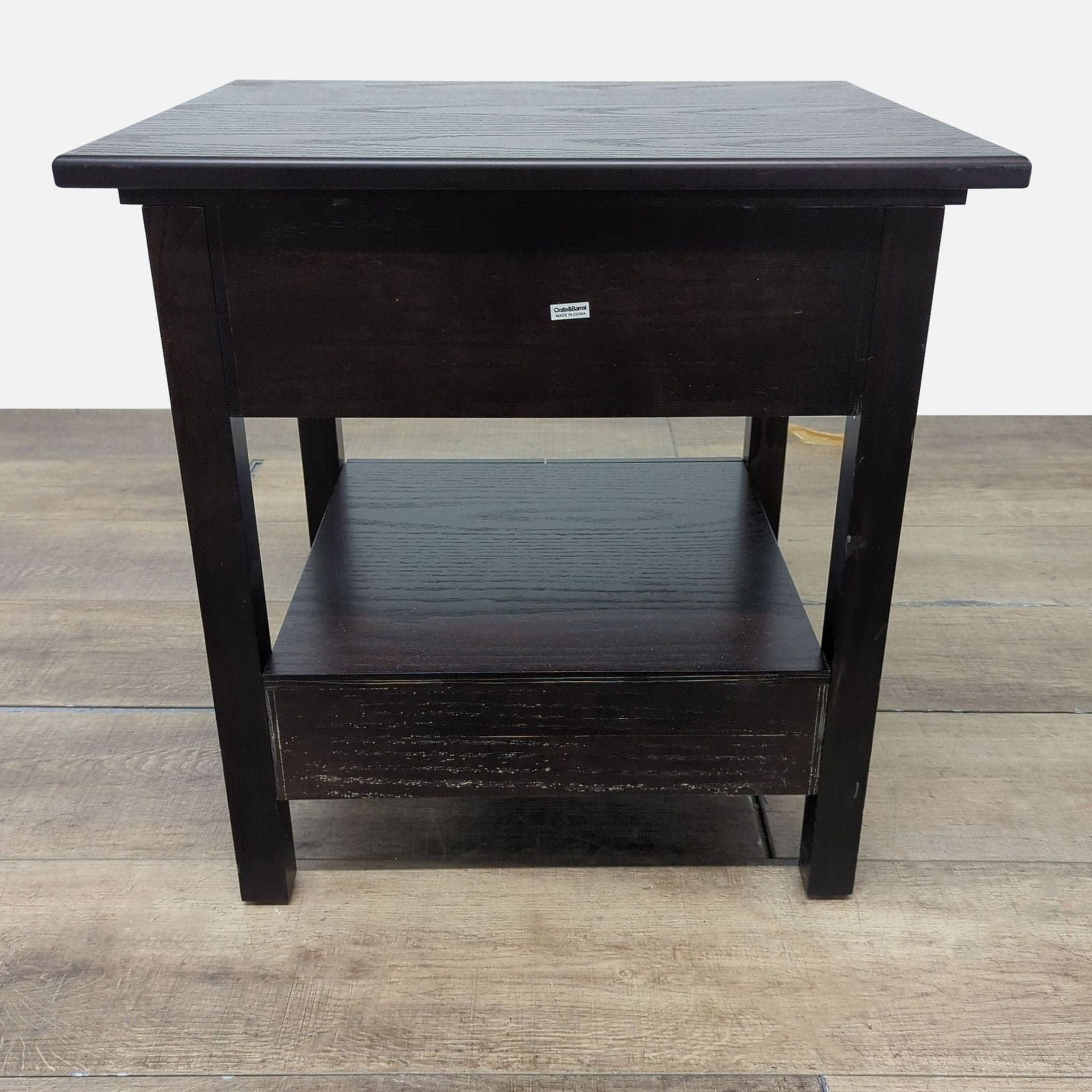 Crate & Barrel End Table with Drawer, Pull-Out Shelf & Bottom Shelf - Thumbnail 6