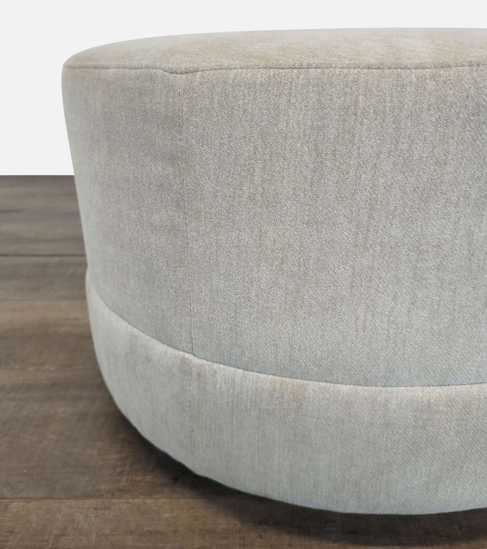 Oval Fabric Covered Ottoman - Thumbnail 3