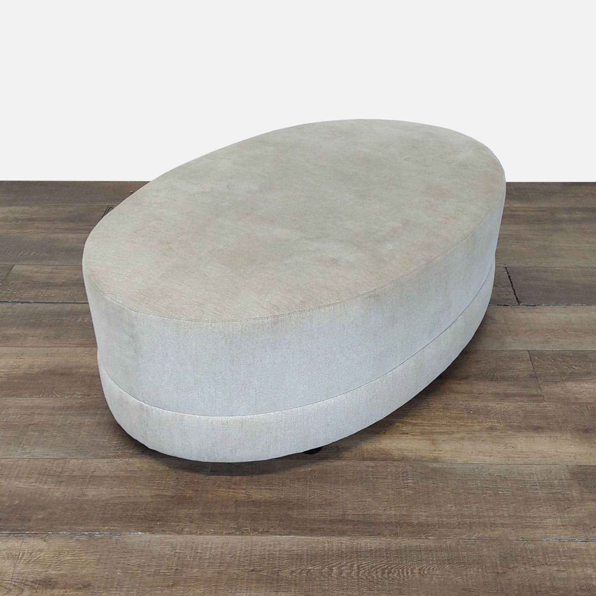Oval Fabric Covered Ottoman - Thumbnail 4
