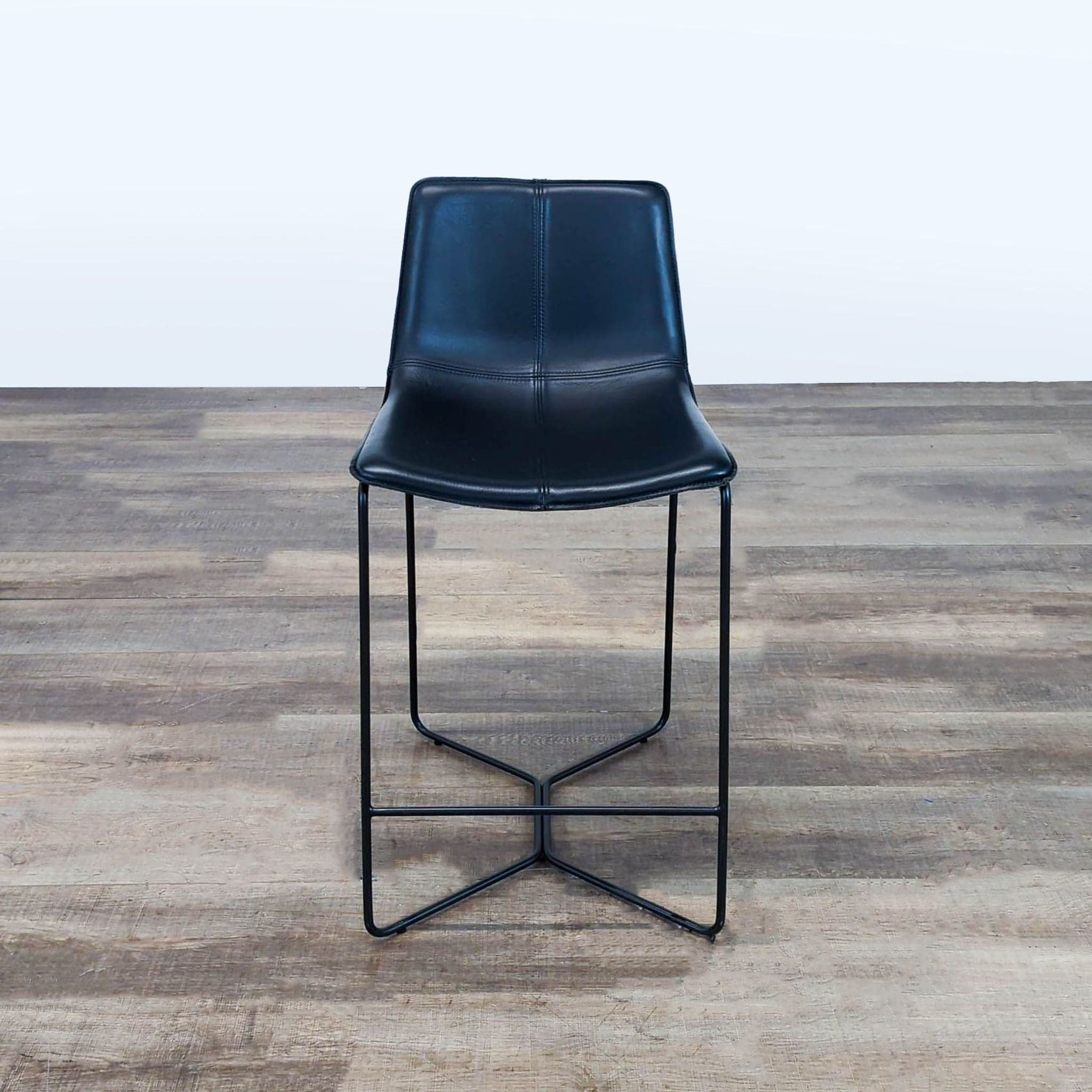 West Elm Slope Leather Bar Stool - Image 1