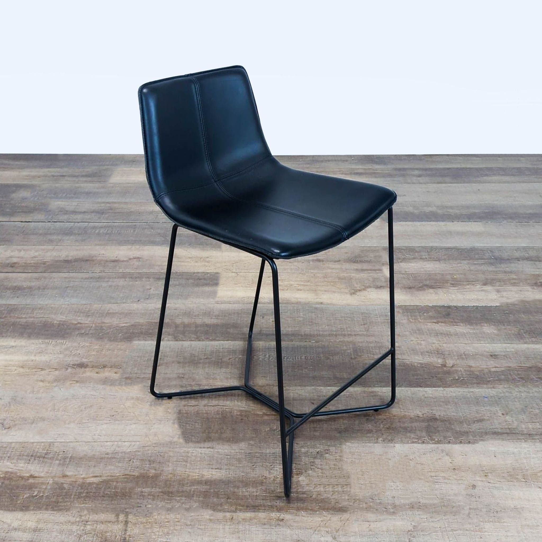 West Elm Slope Leather Bar Stool - Thumbnail 2