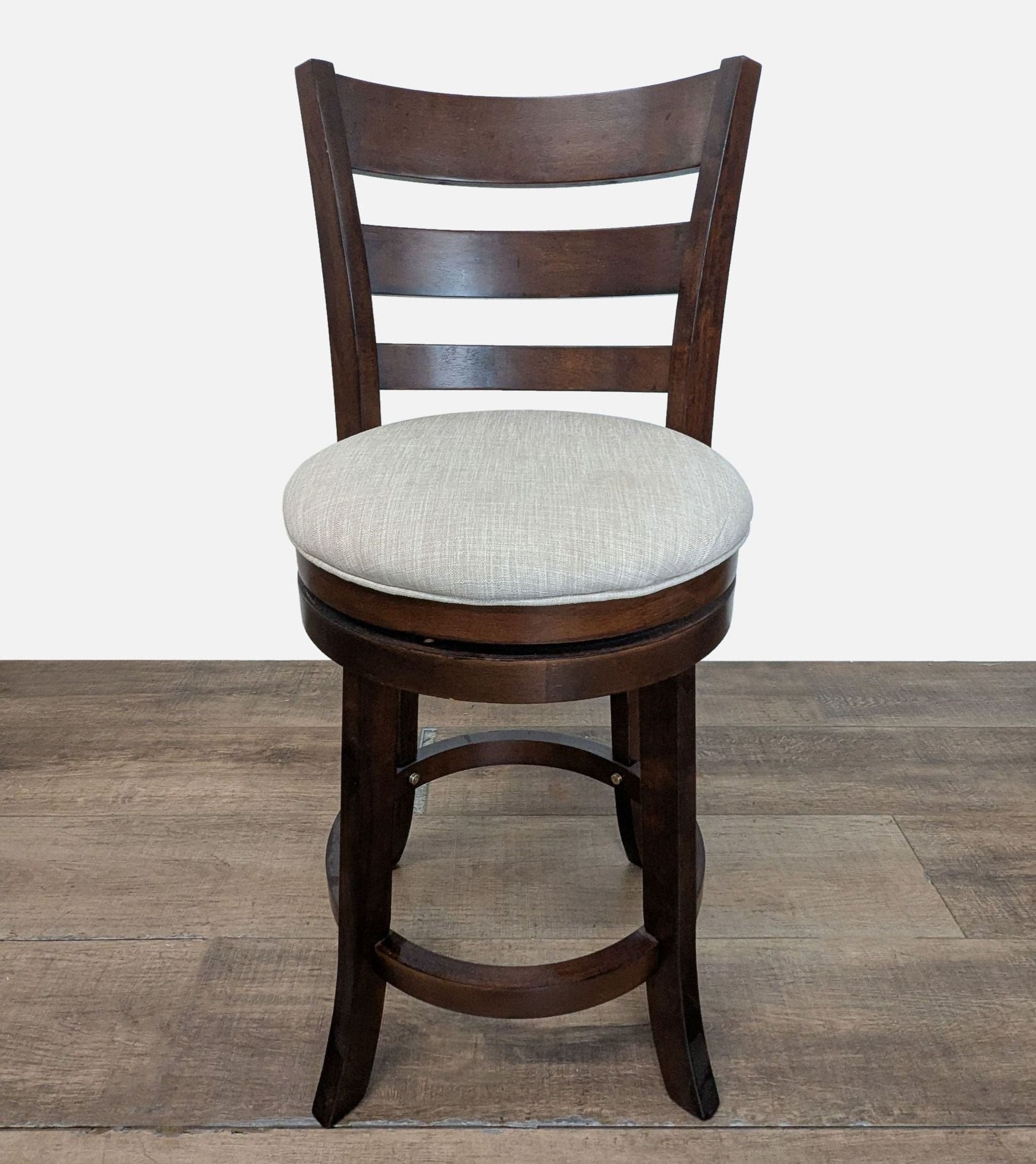Wood Swivel Bar Stool with Upholstered Seat - Image 1