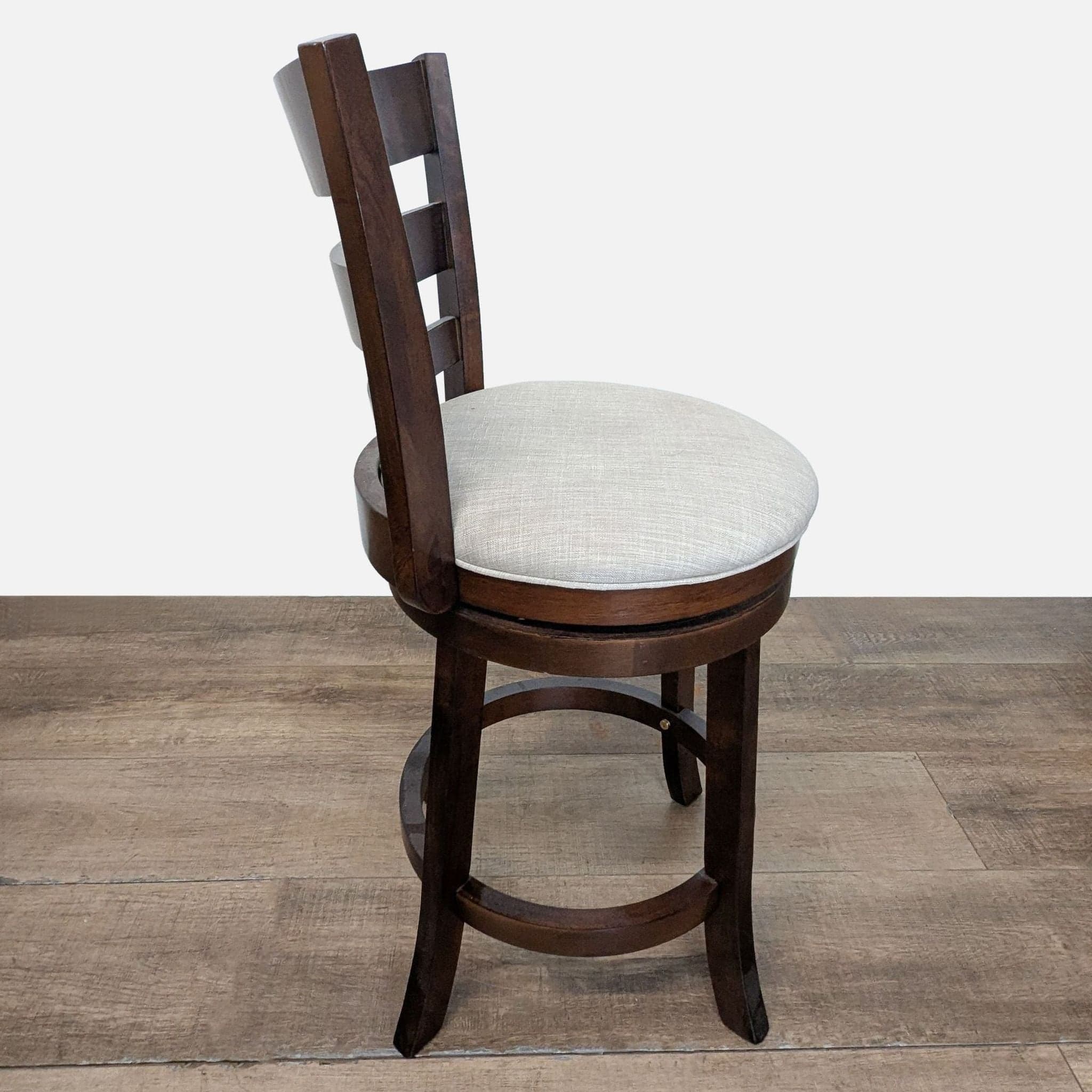 Wood Swivel Bar Stool with Upholstered Seat - Thumbnail 3