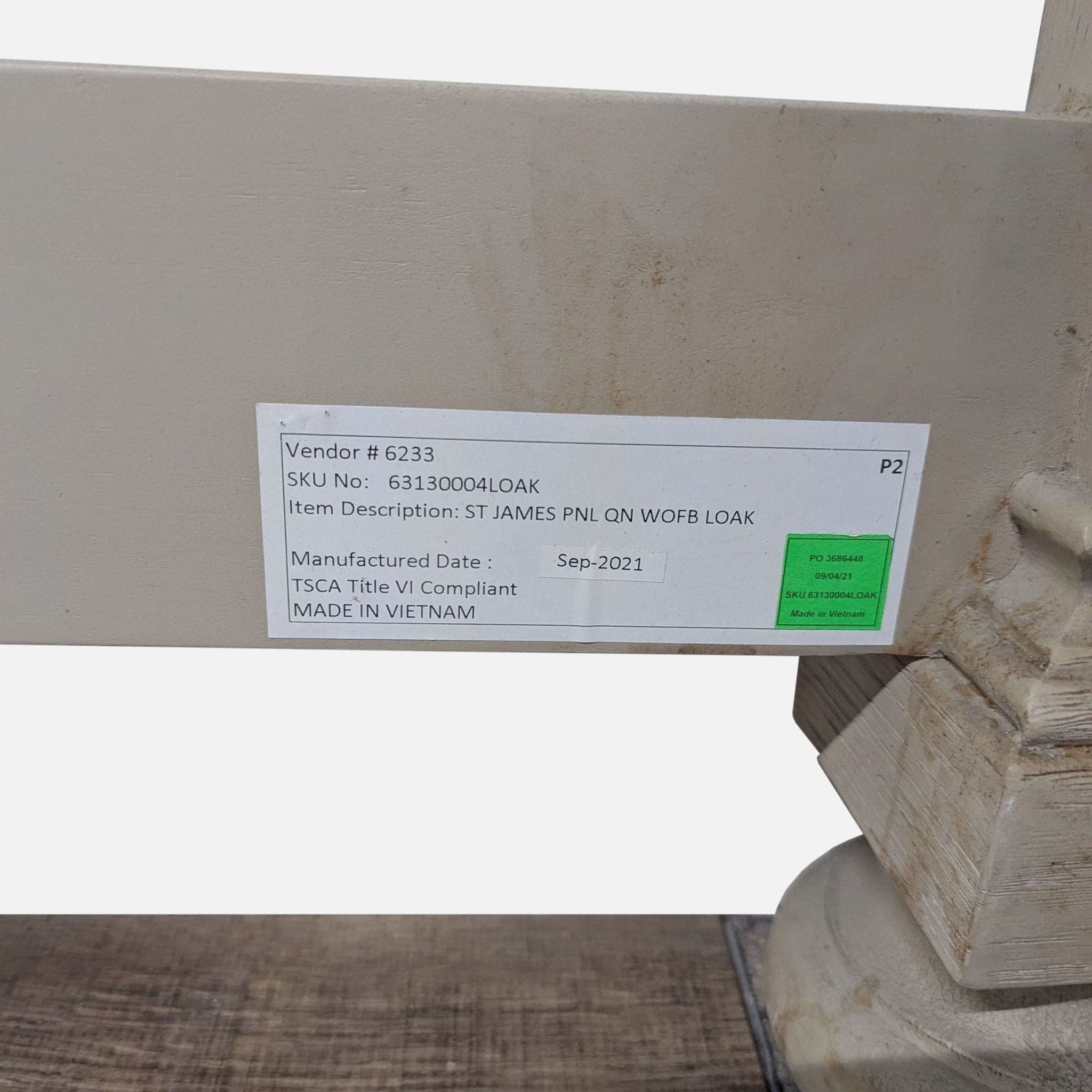 Restoration Hardware Queen Size St. James Panel Bed with Footboard - Thumbnail 3