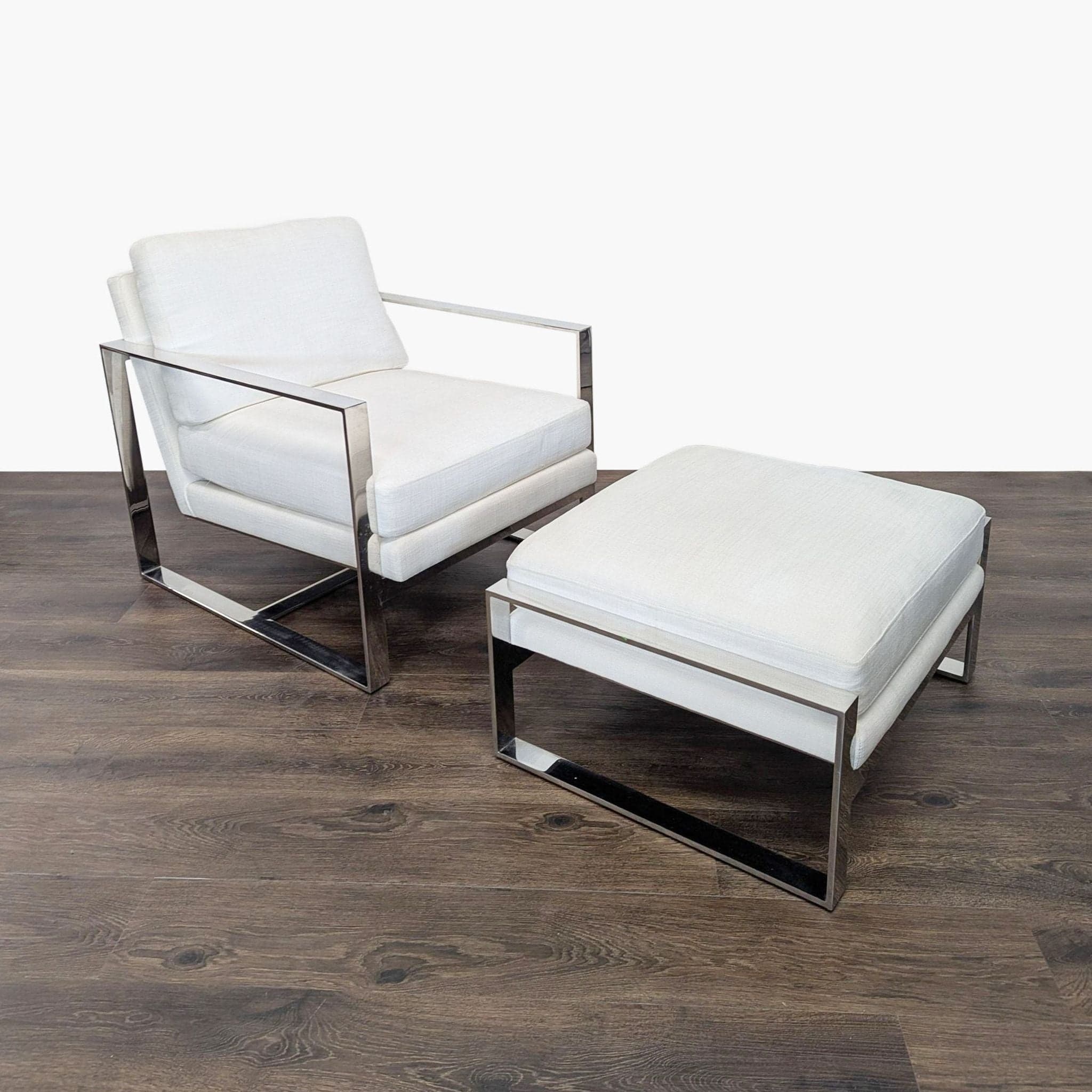 Restoration Hardware Modern Lounge Chair with Ottoman - Image 1