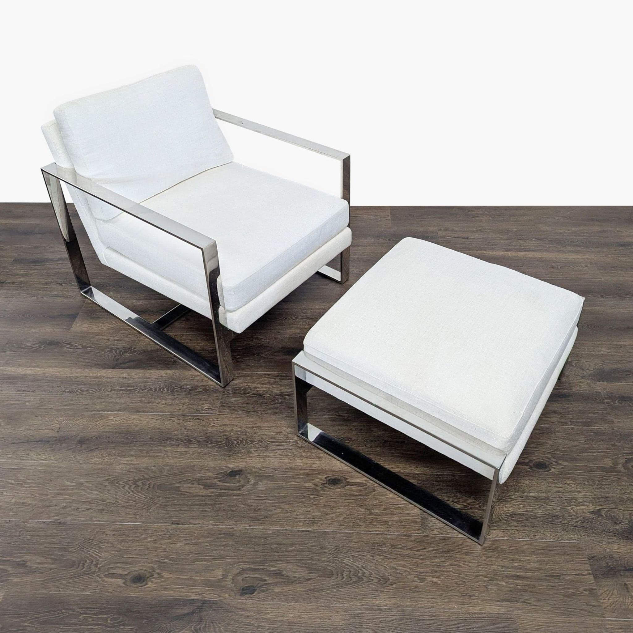 Restoration Hardware Modern Lounge Chair with Ottoman - Thumbnail 7