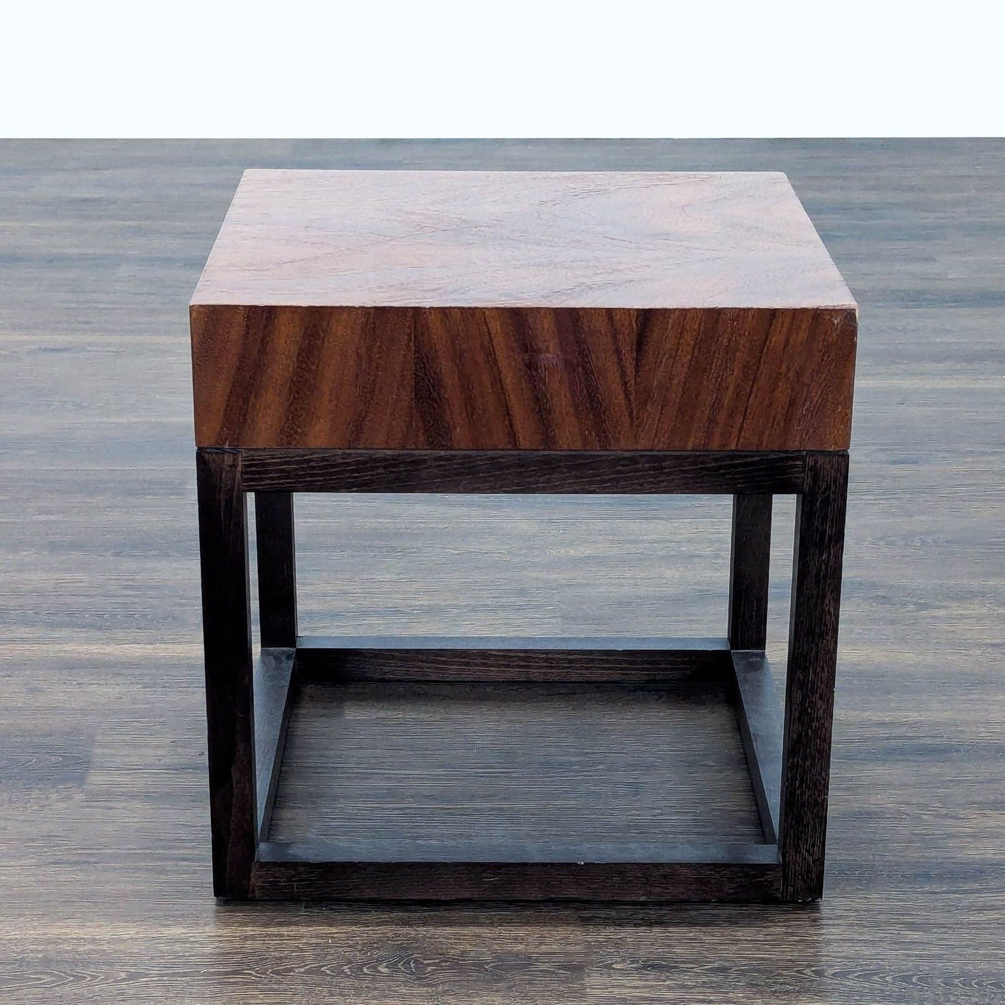 Crate & Barrel Wood Accent Table on Wood Base - Thumbnail 2