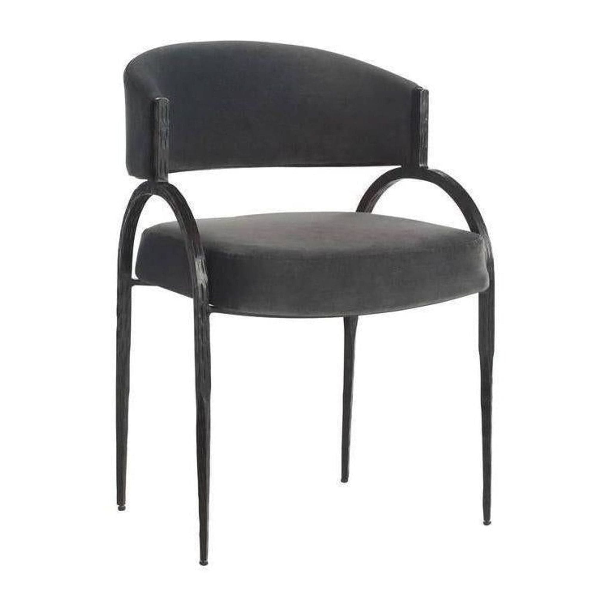 Arteriors Home Bahati Modern Black Velvet Lounge Chair with Metal Frame - Image 1