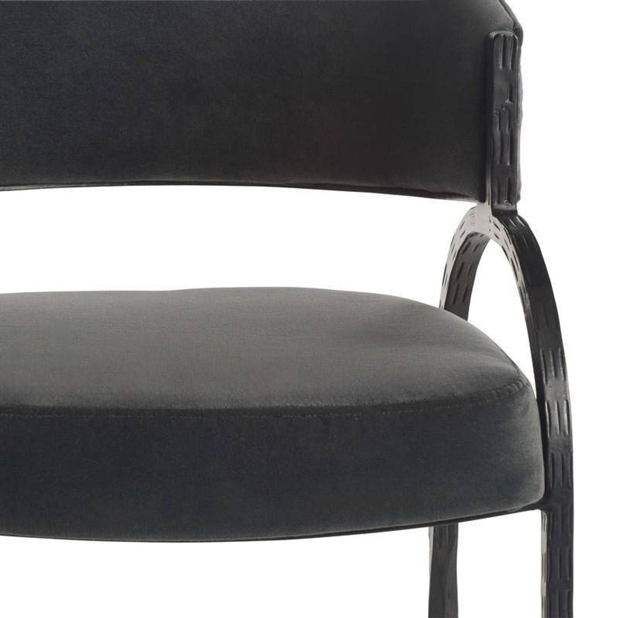 Arteriors Home Bahati Modern Black Velvet Lounge Chair with Metal Frame - Thumbnail 4