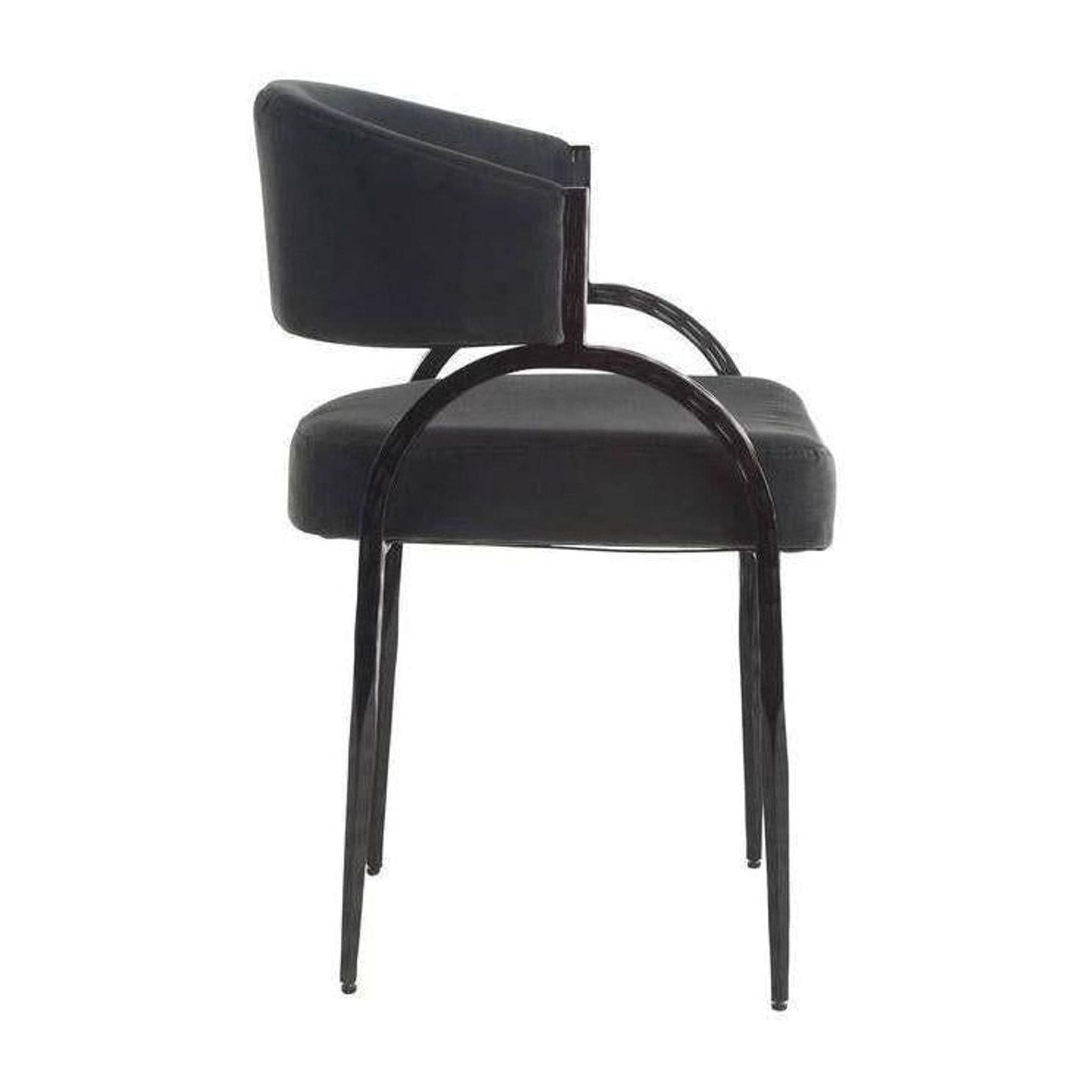 Arteriors Home Bahati Modern Black Velvet Lounge Chair with Metal Frame - Thumbnail 2