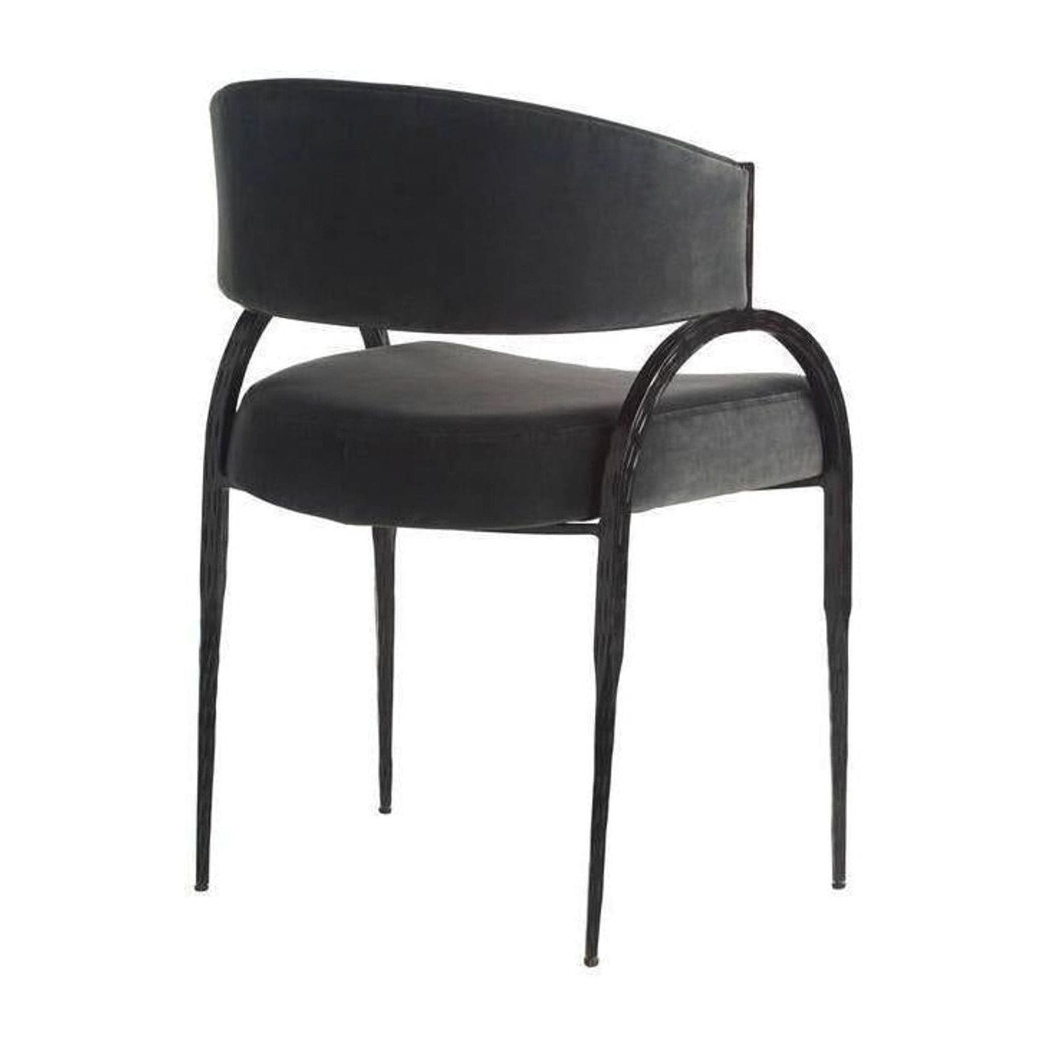 Arteriors Home Bahati Modern Black Velvet Lounge Chair with Metal Frame - Thumbnail 6