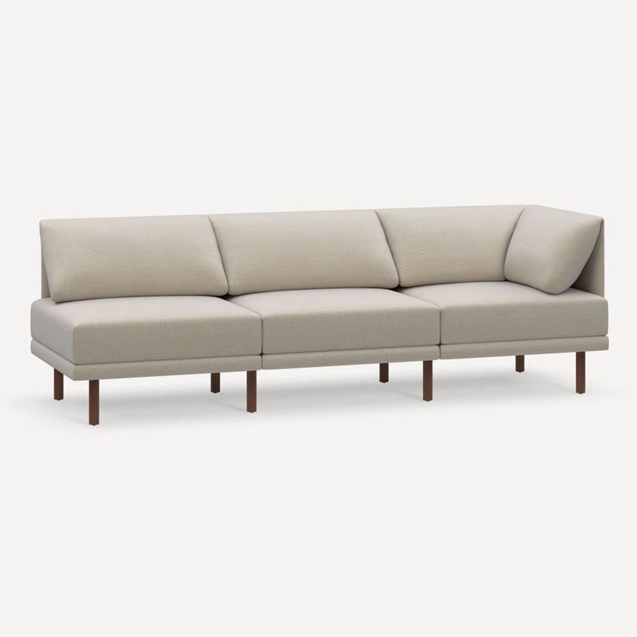 Burrow Range Plus 3-Seat Modern One Arm Sofa in Light Beige - Thumbnail 2