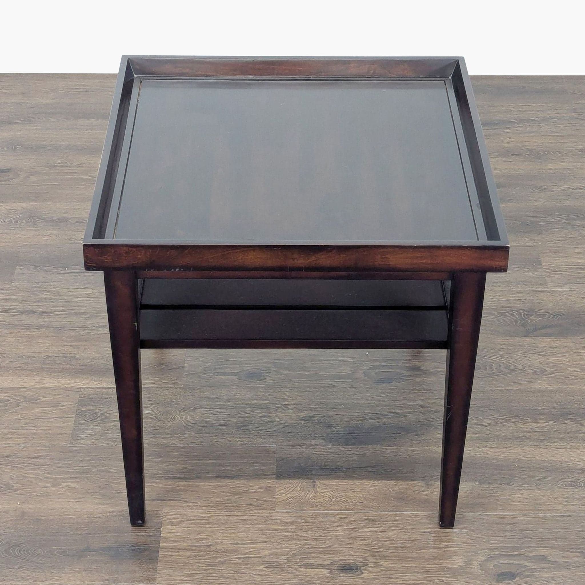 Wooden End Table with "Tray Top" and Slatted Shelf - Thumbnail 5