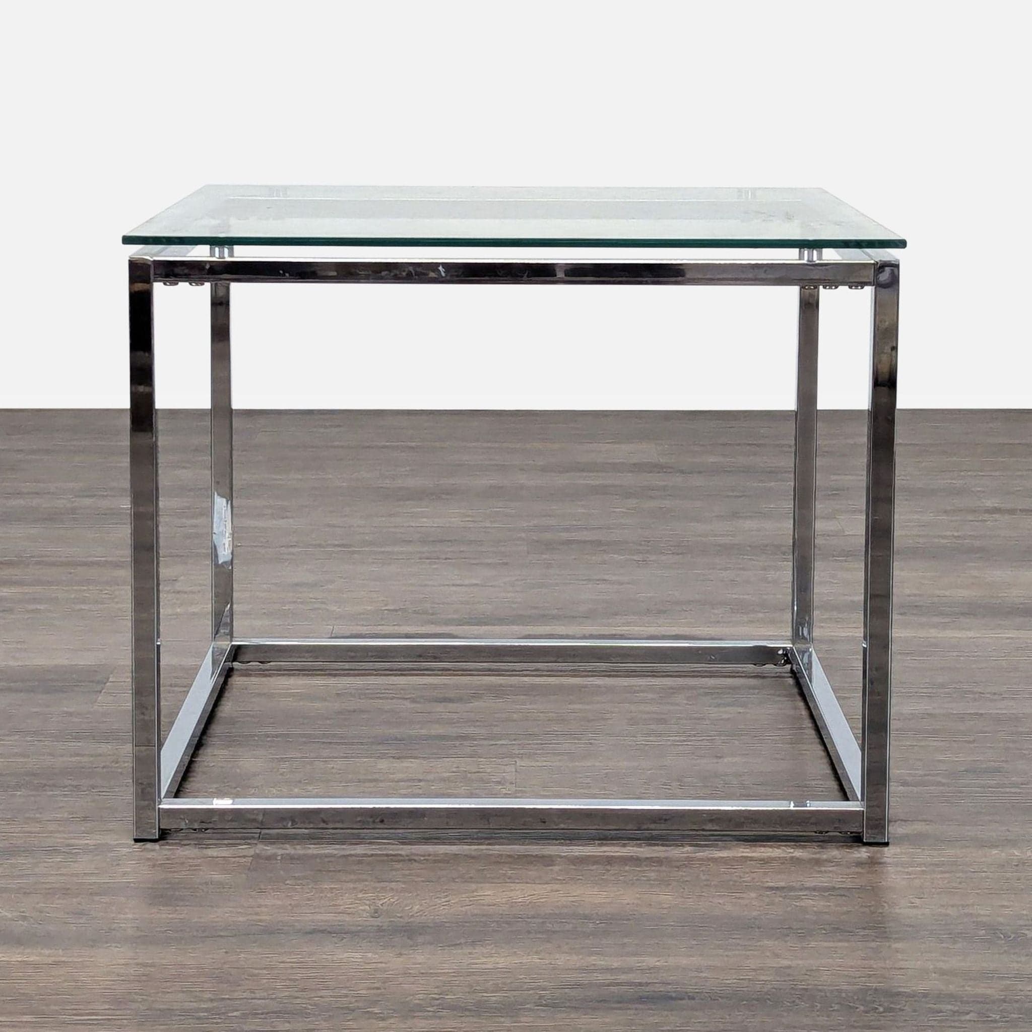 Glass Top End Table on Metal Frame - Image 1