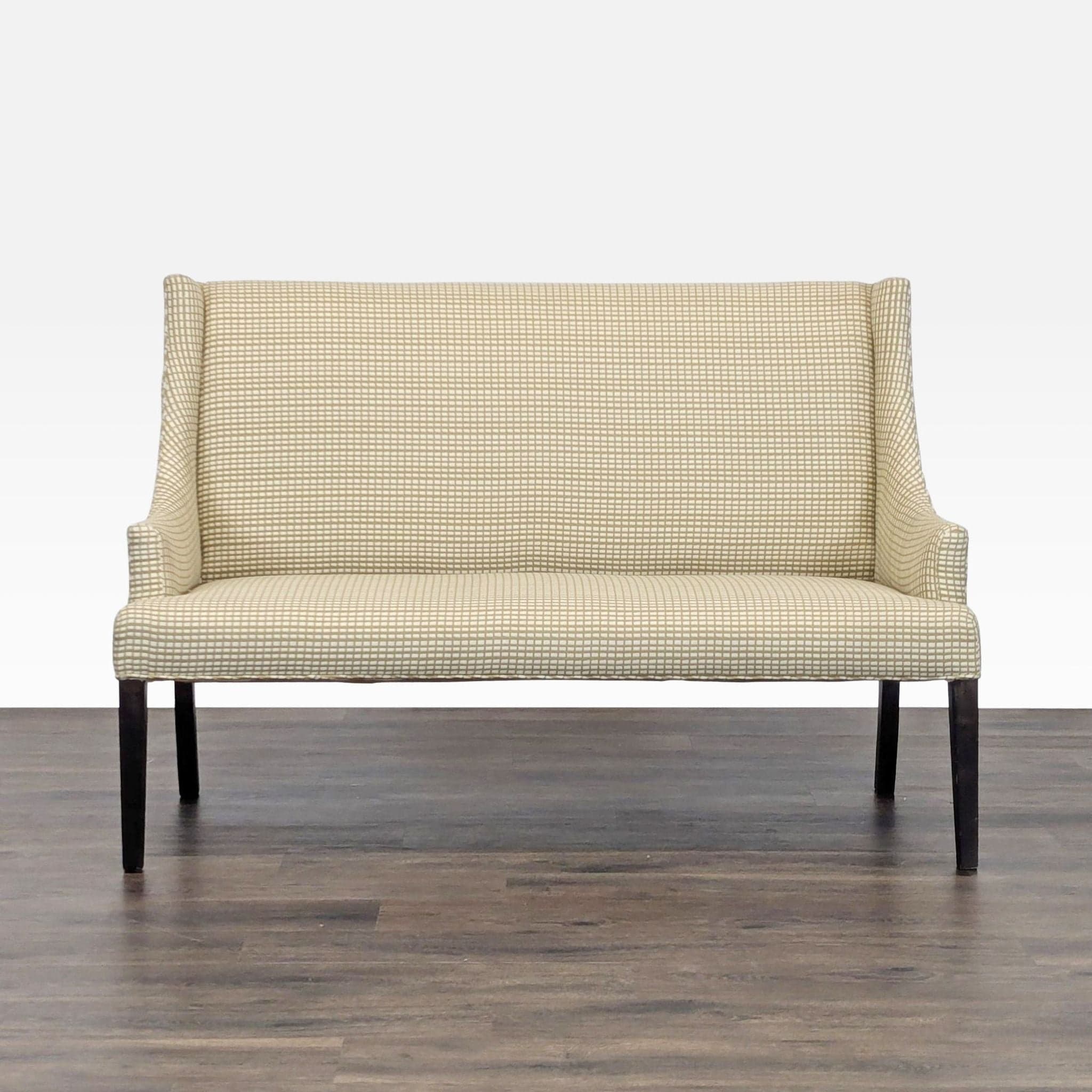 Upholstered Bench on Wood Legs - Image 1