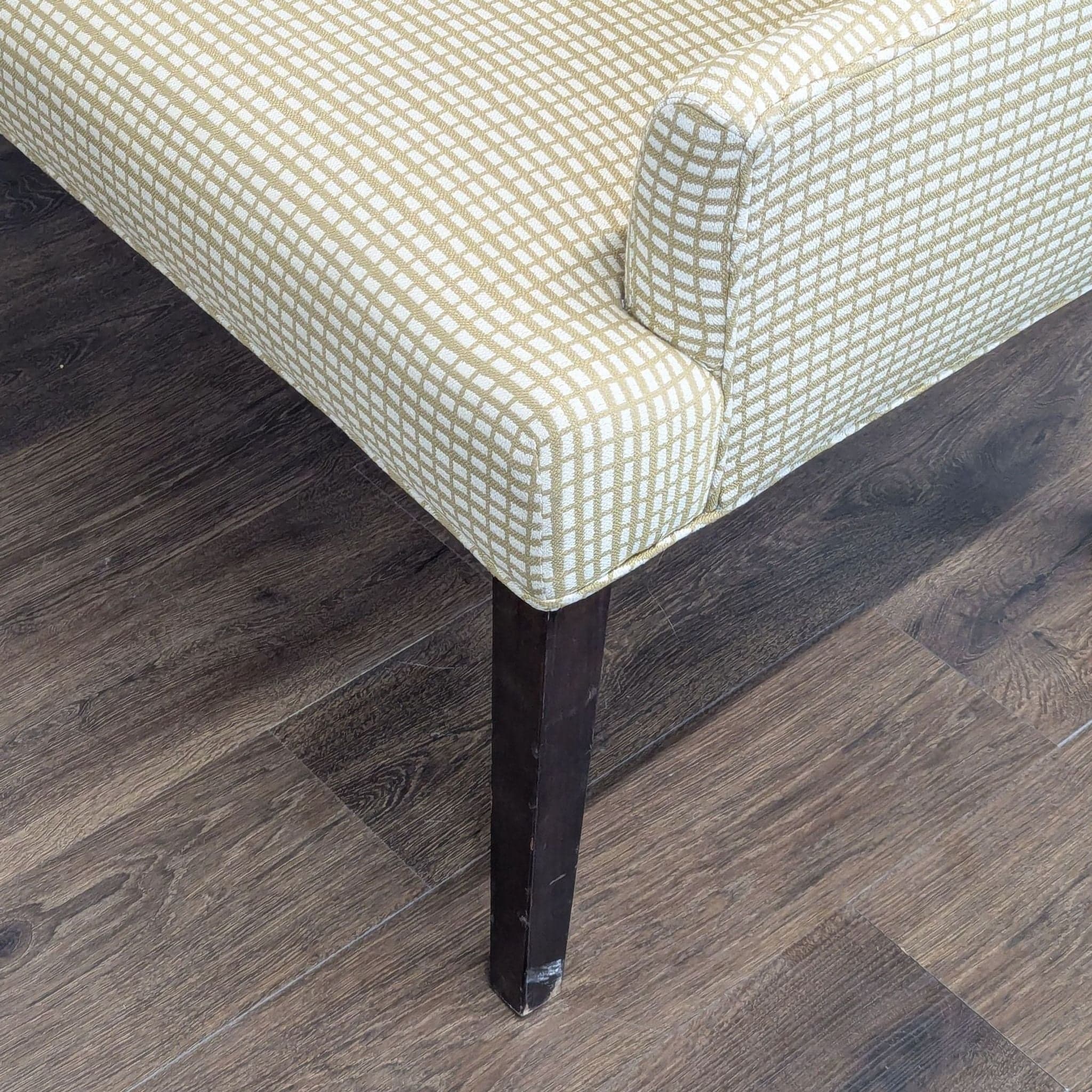 Upholstered Bench on Wood Legs - Thumbnail 2
