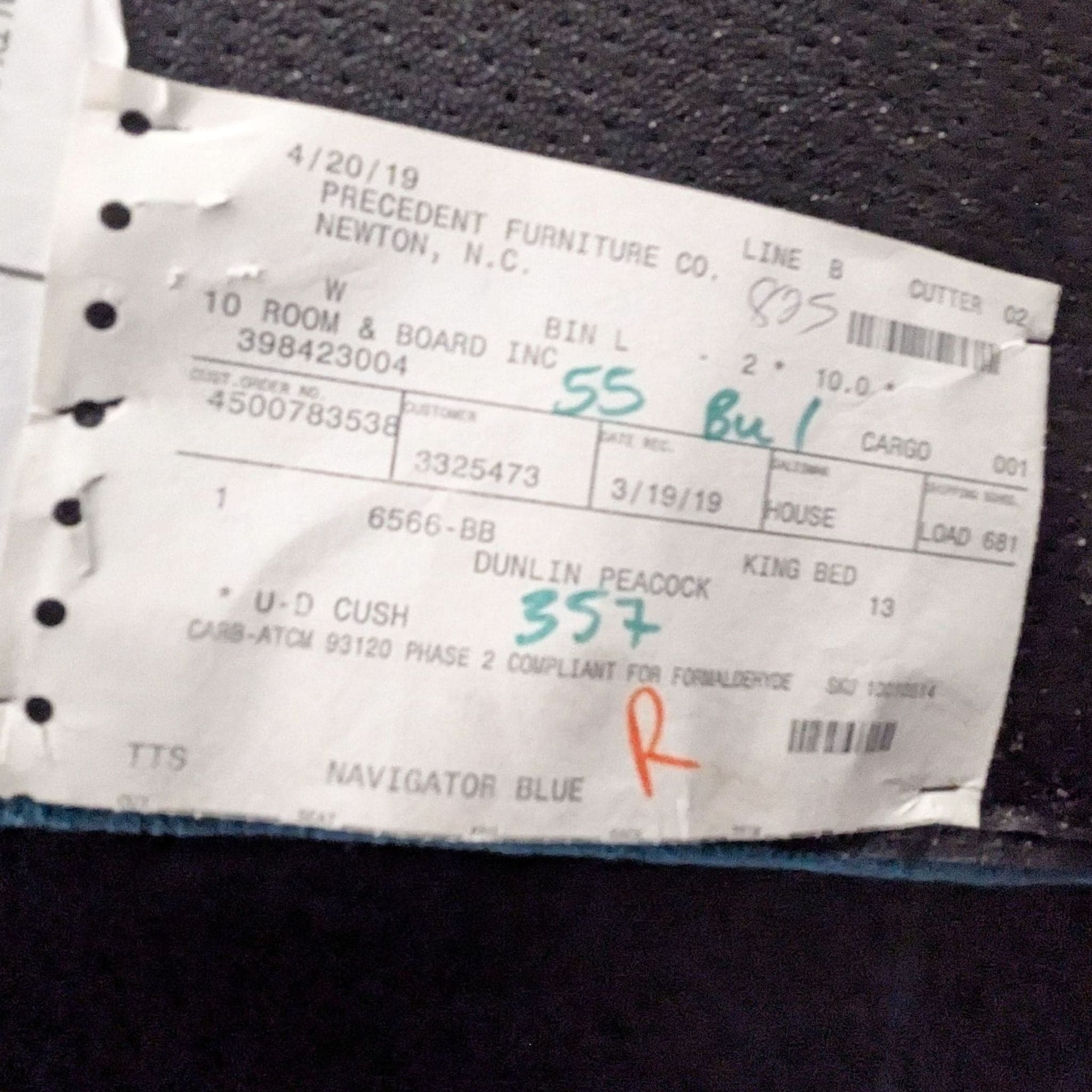 Room & Board Hanson Blue Upholstered King Size Frame with Headboard and Footboard - Thumbnail 5