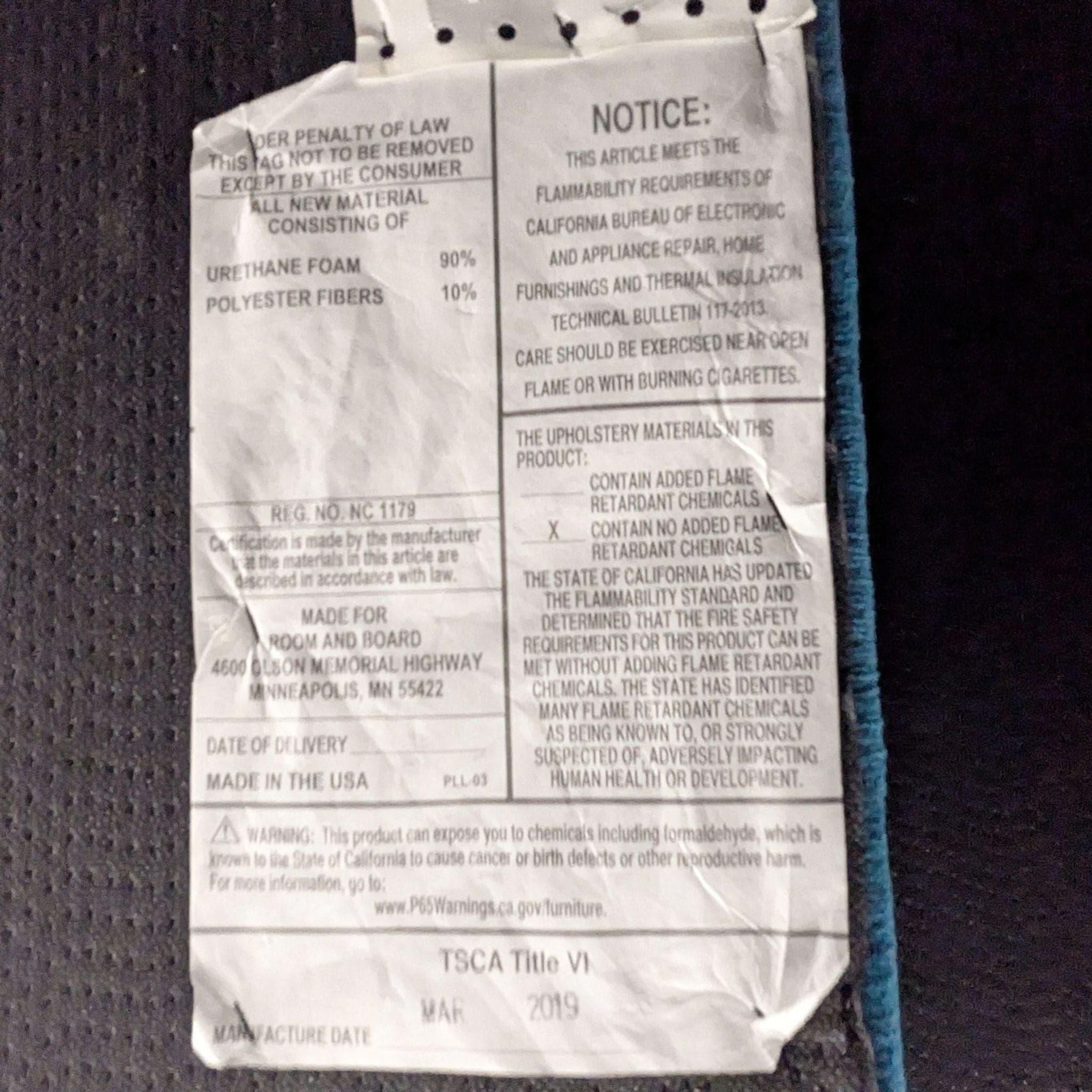 Room & Board Hanson Blue Upholstered King Size Frame with Headboard and Footboard - Thumbnail 3