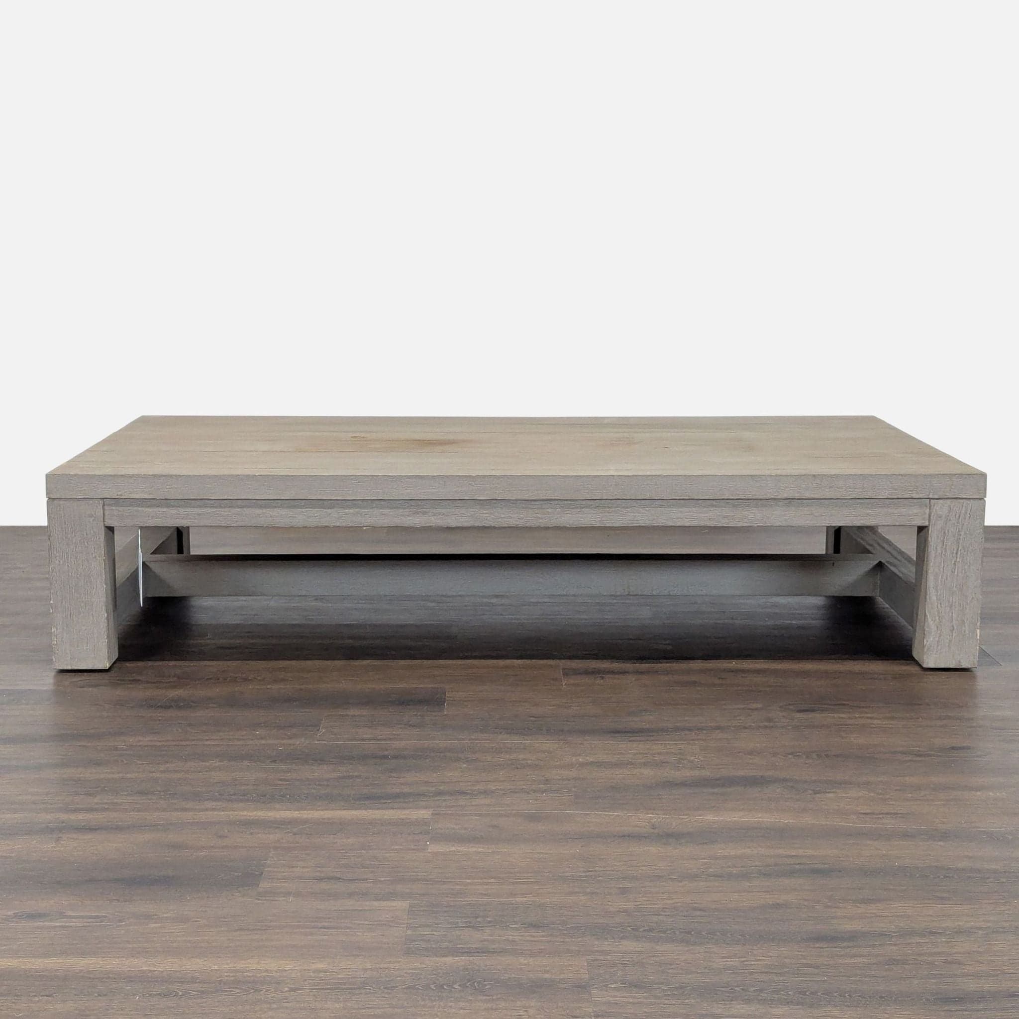 Restoration Hardware French Beam Weathered Teak Outdoor Coffee Table - Image 1
