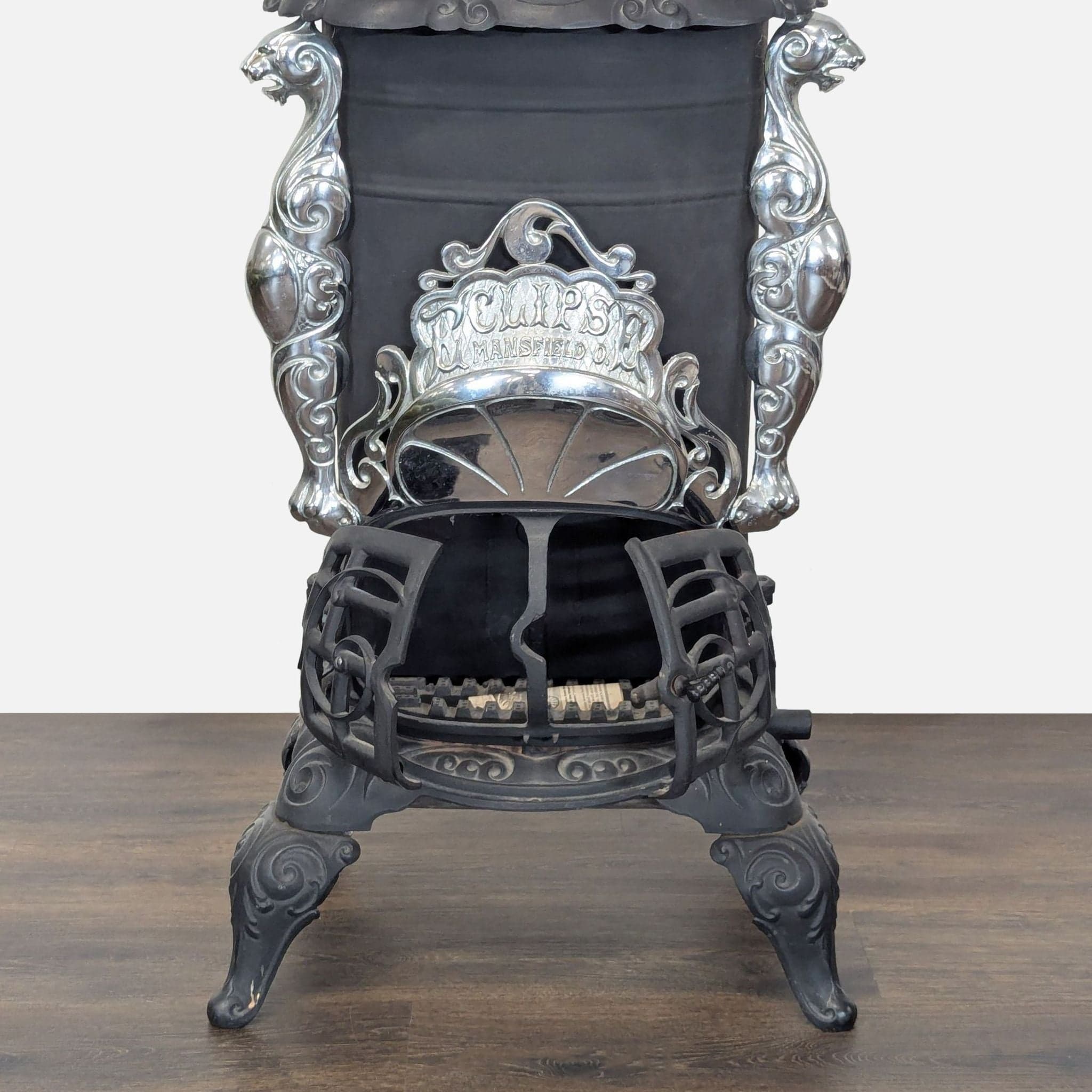Vintage Iron Parlor Stove with Ornate Details - Thumbnail 5