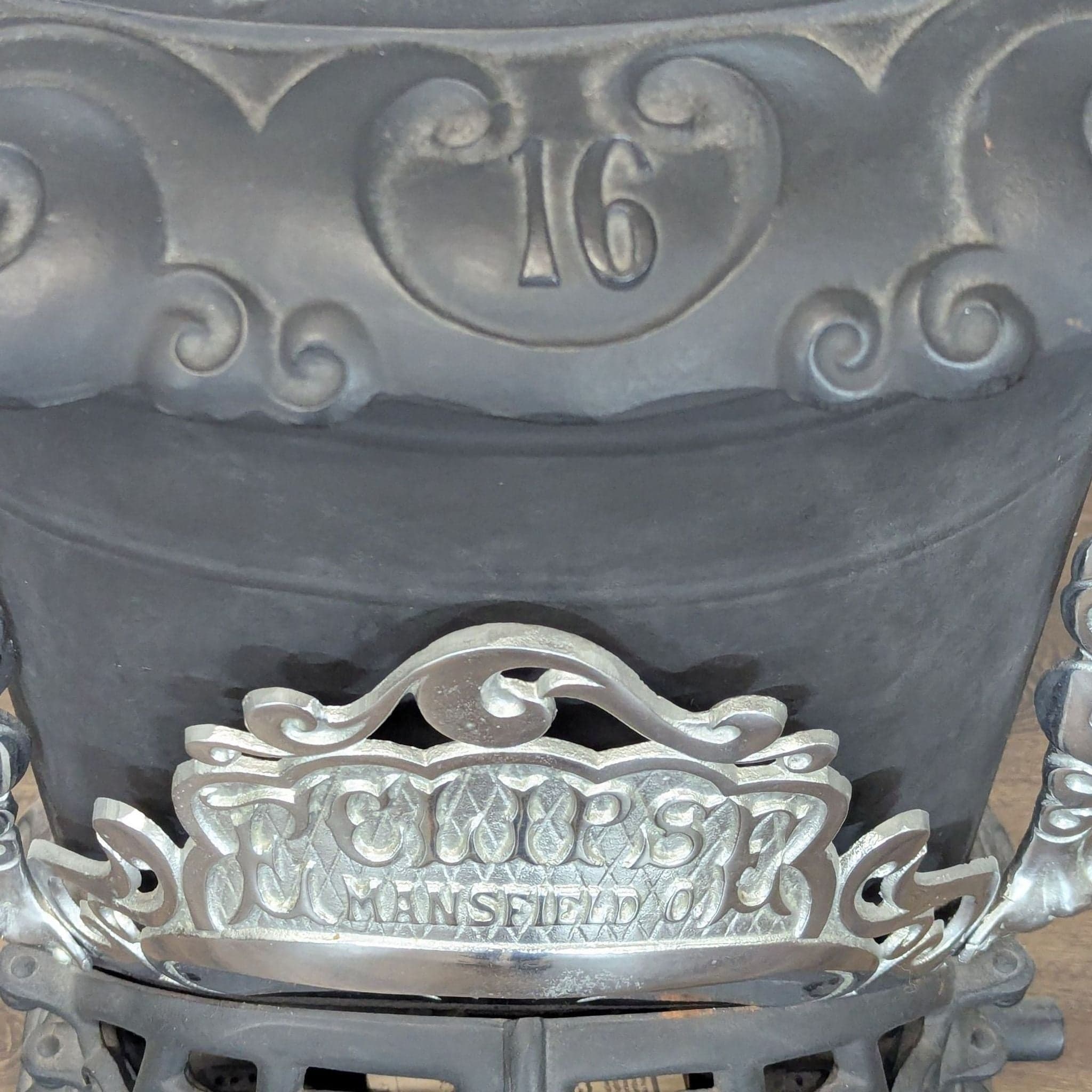 Vintage Iron Parlor Stove with Ornate Details - Thumbnail 6