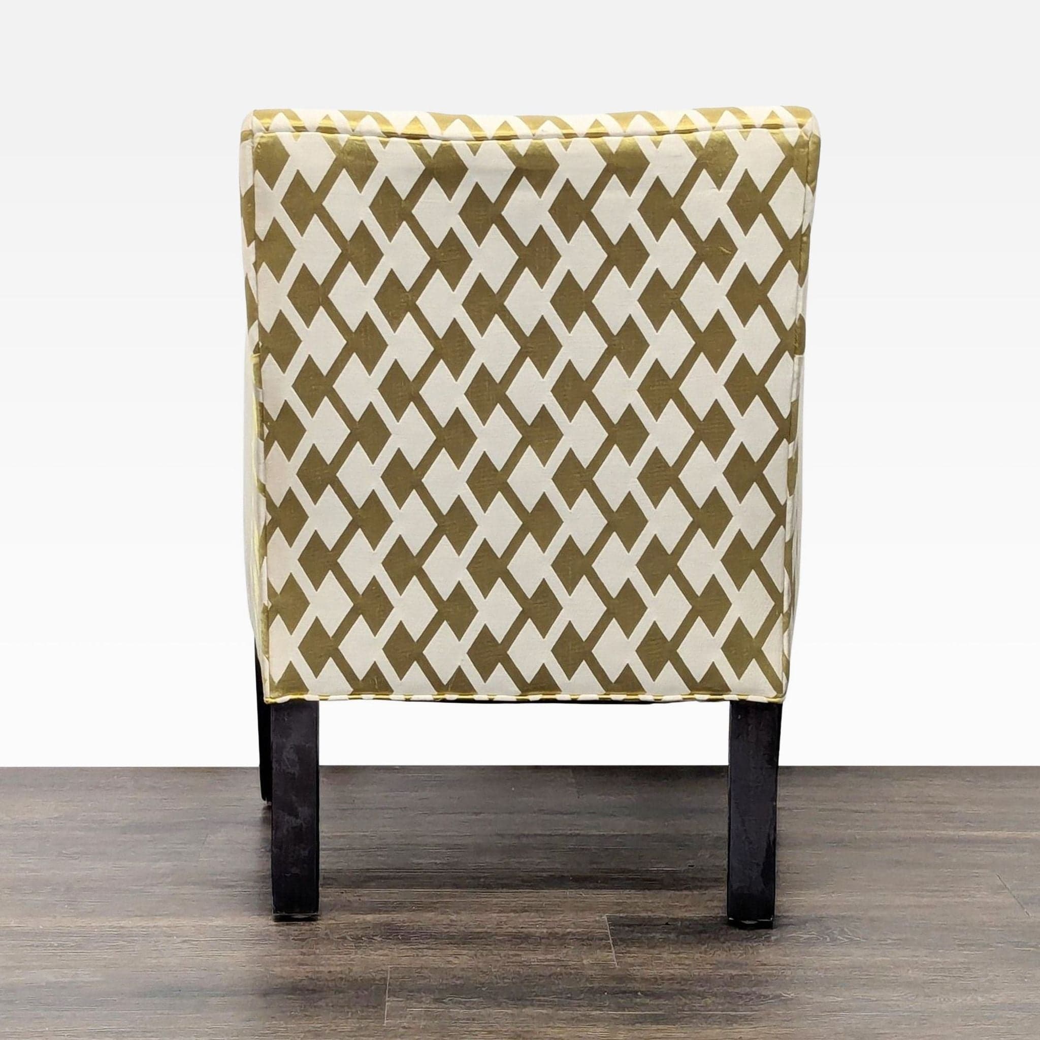 Lee Industries Modern Accent Lounge Chair with Gold and Cream Diamond Pattern Upholstery - Thumbnail 8