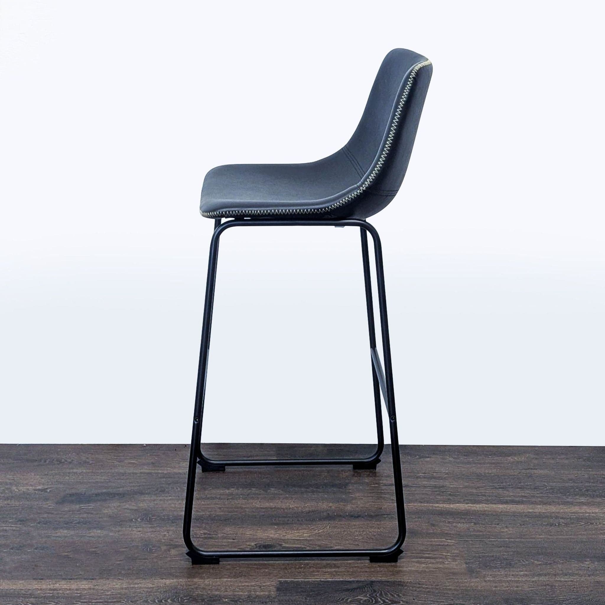 Living Spaces Cobbler Faux Leather Bucket Seat With Baseball Stitch Barstool - Thumbnail 5