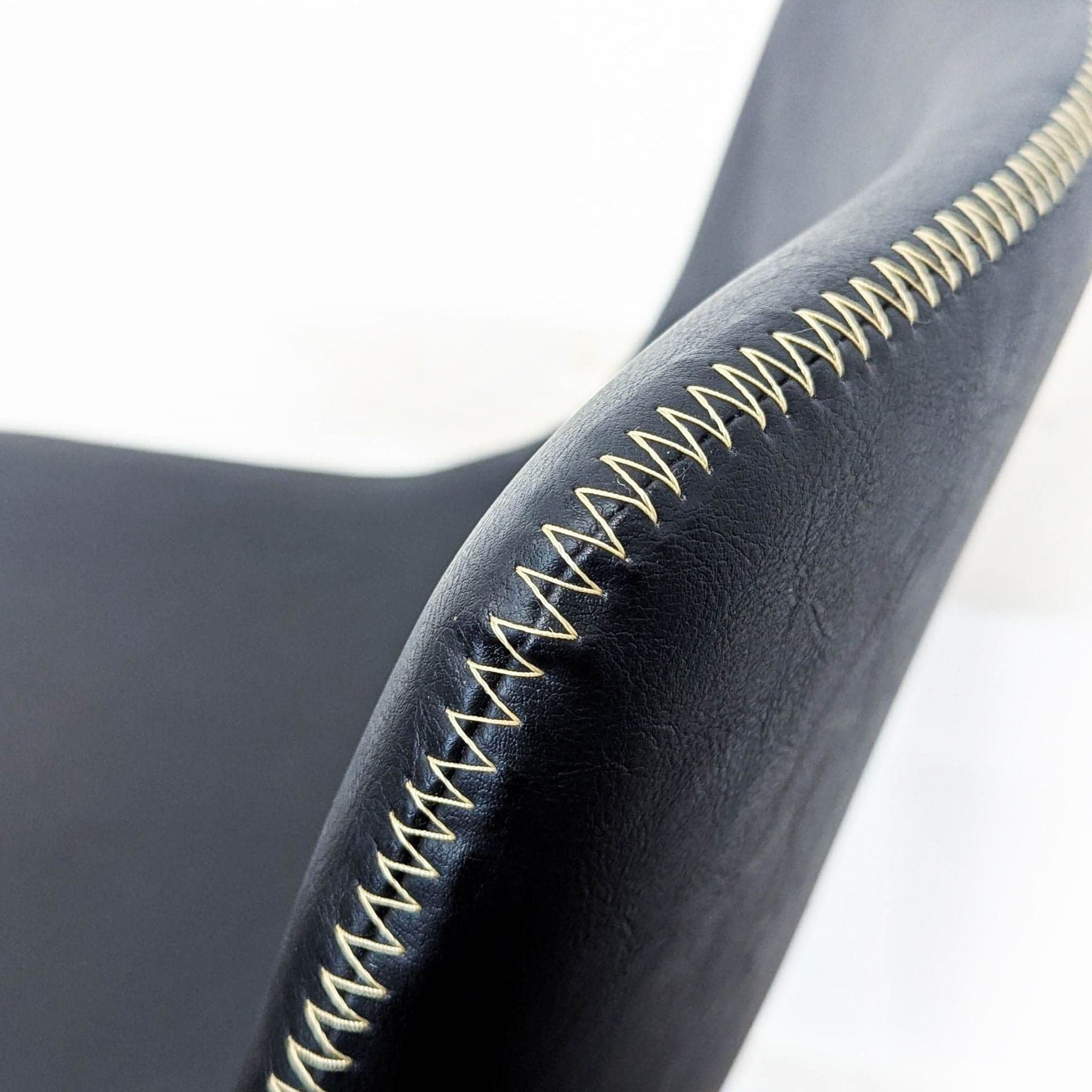 Living Spaces Cobbler Faux Leather Bucket Seat With Baseball Stitch Barstool - Thumbnail 6