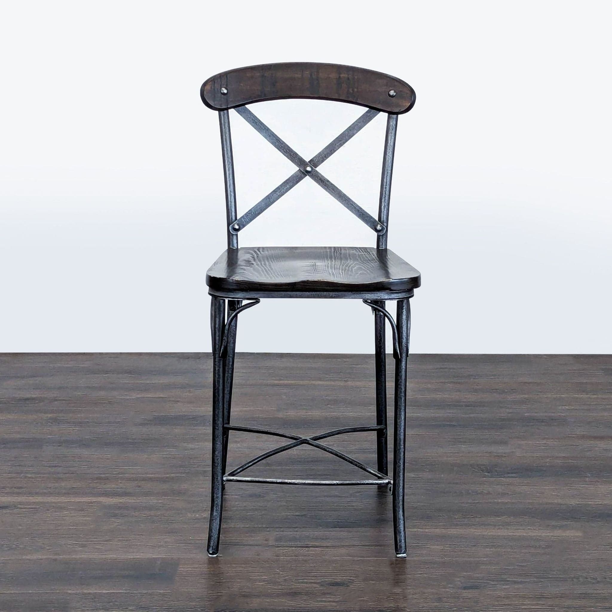Standard Furniture Distressed Cross Back Bar Stool - Image 1