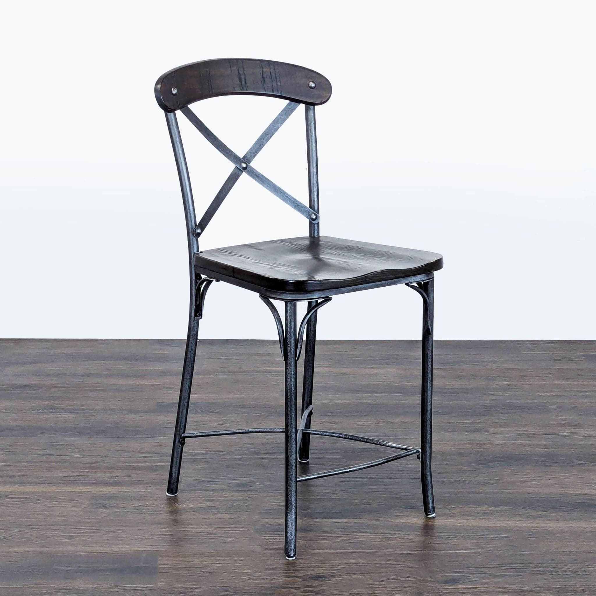 Standard Furniture Distressed Cross Back Bar Stool - Thumbnail 2