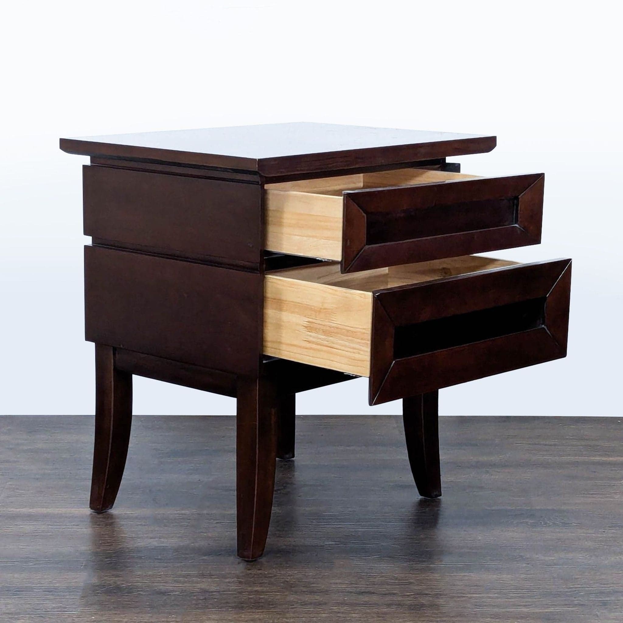Two Drawer Wood Nightstand - Thumbnail 2