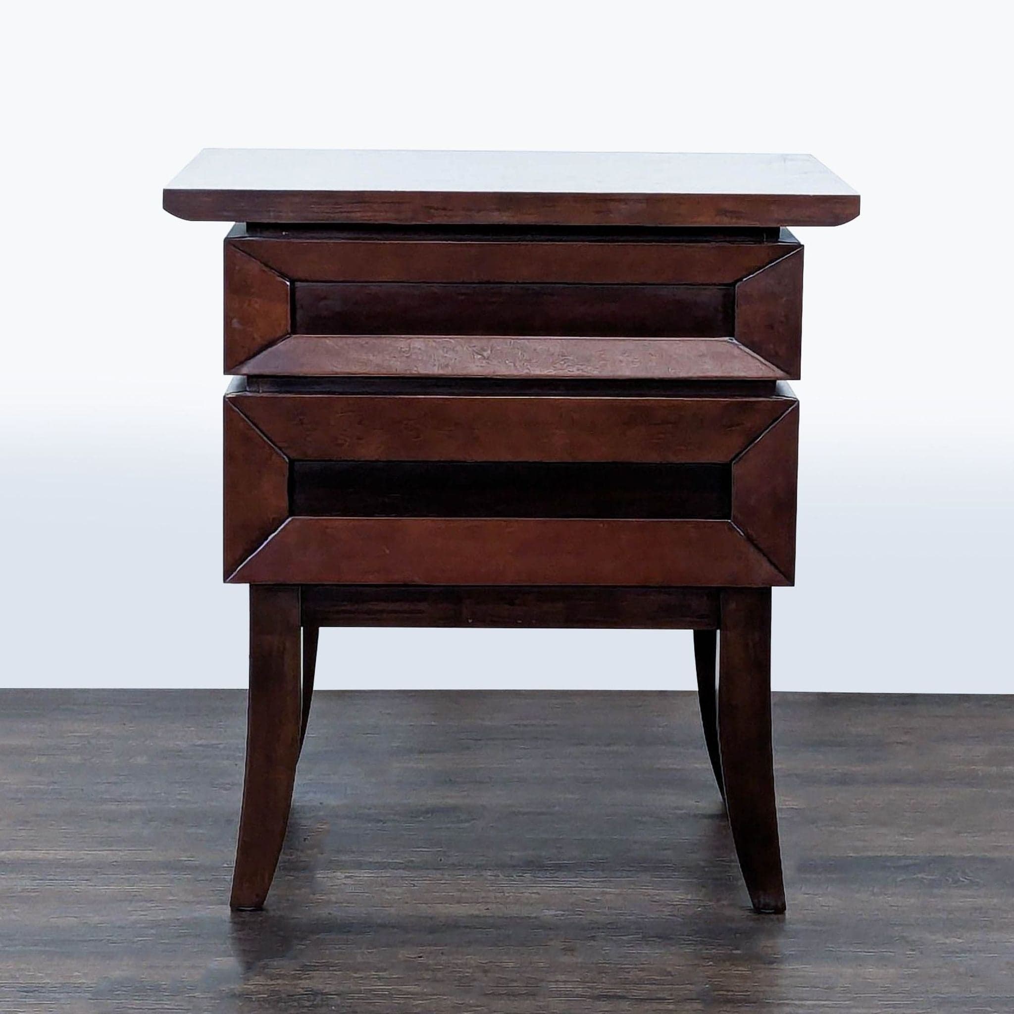 Two Drawer Wood Nightstand - Image 1