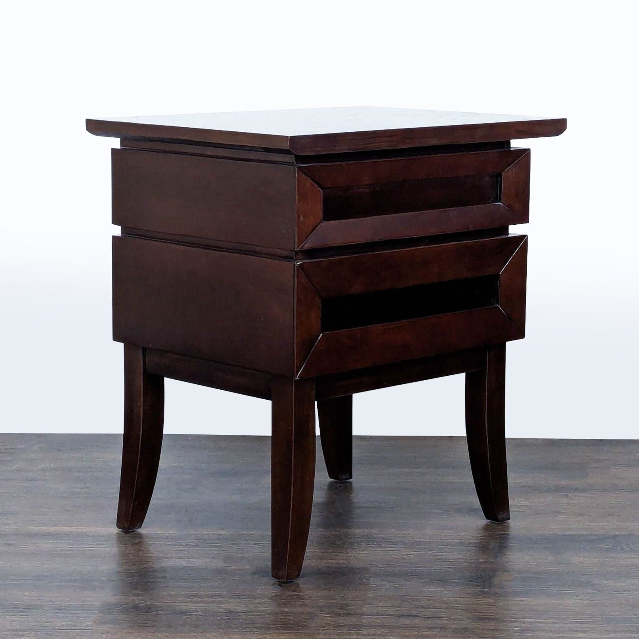 Two Drawer Wood Nightstand - Thumbnail 3