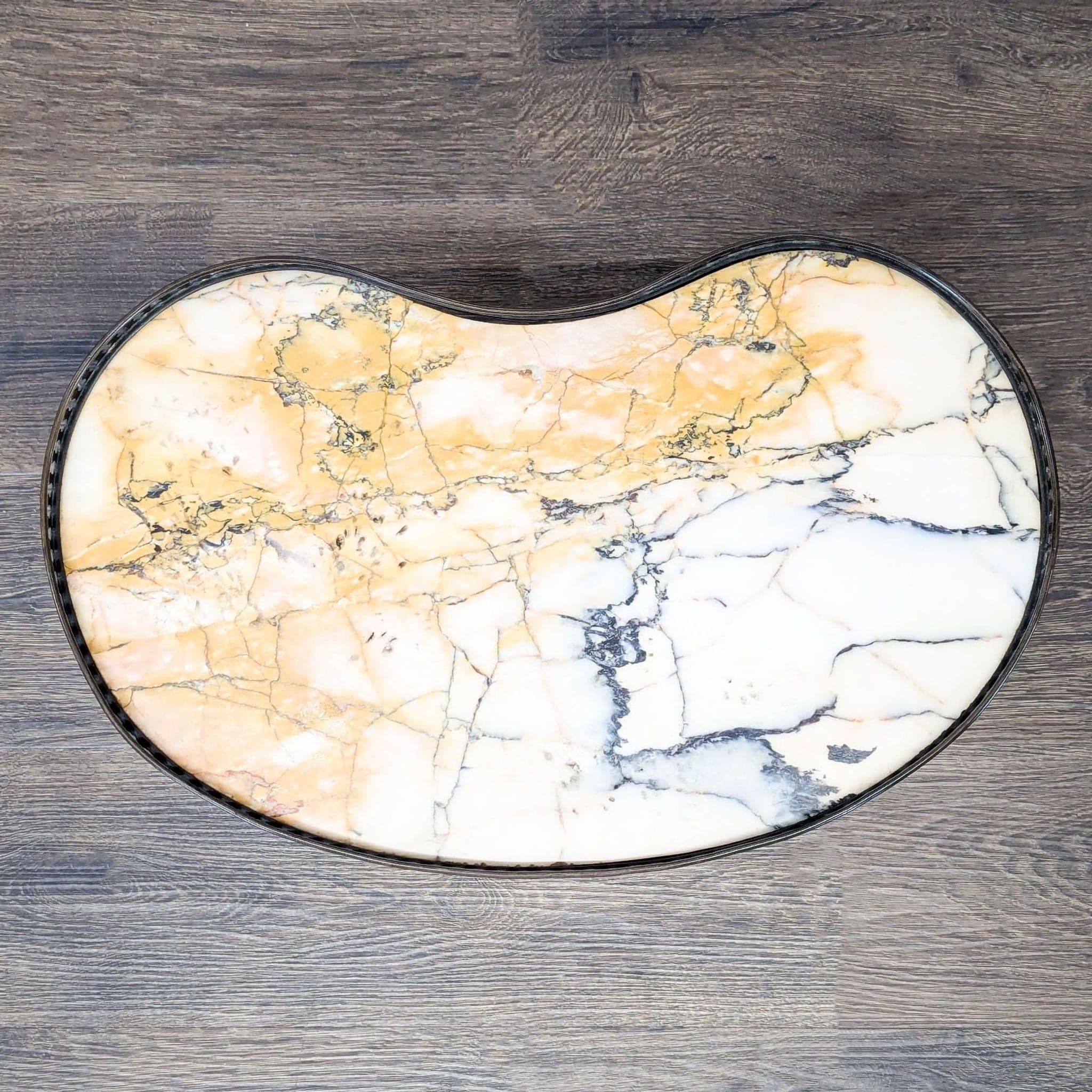 Vintage Kidney Shape Marble Top Side Table with Gallery - Thumbnail 6