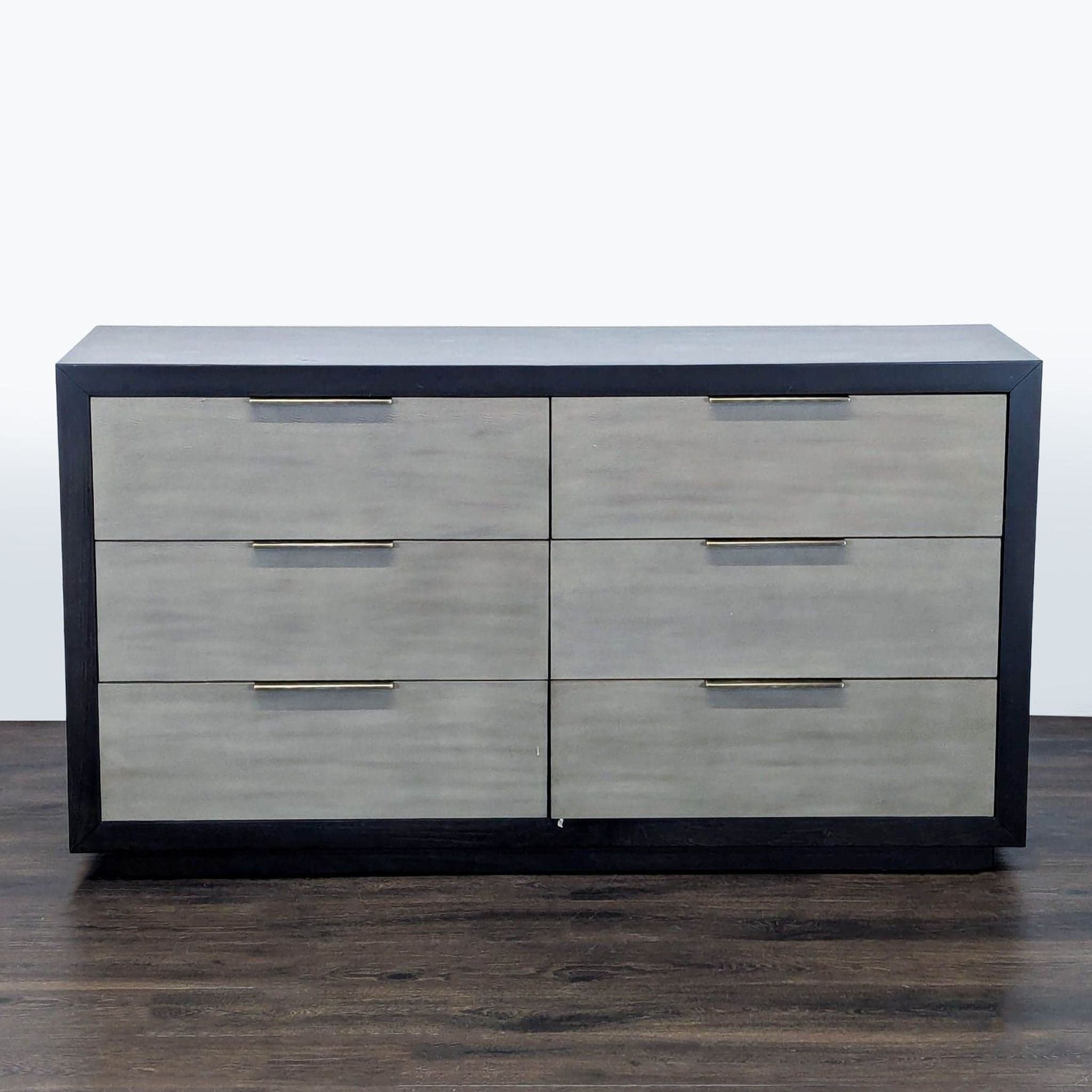 Living Spaces Bayliss Modern 6-Drawer Dresser in Gray and Black - Image 1