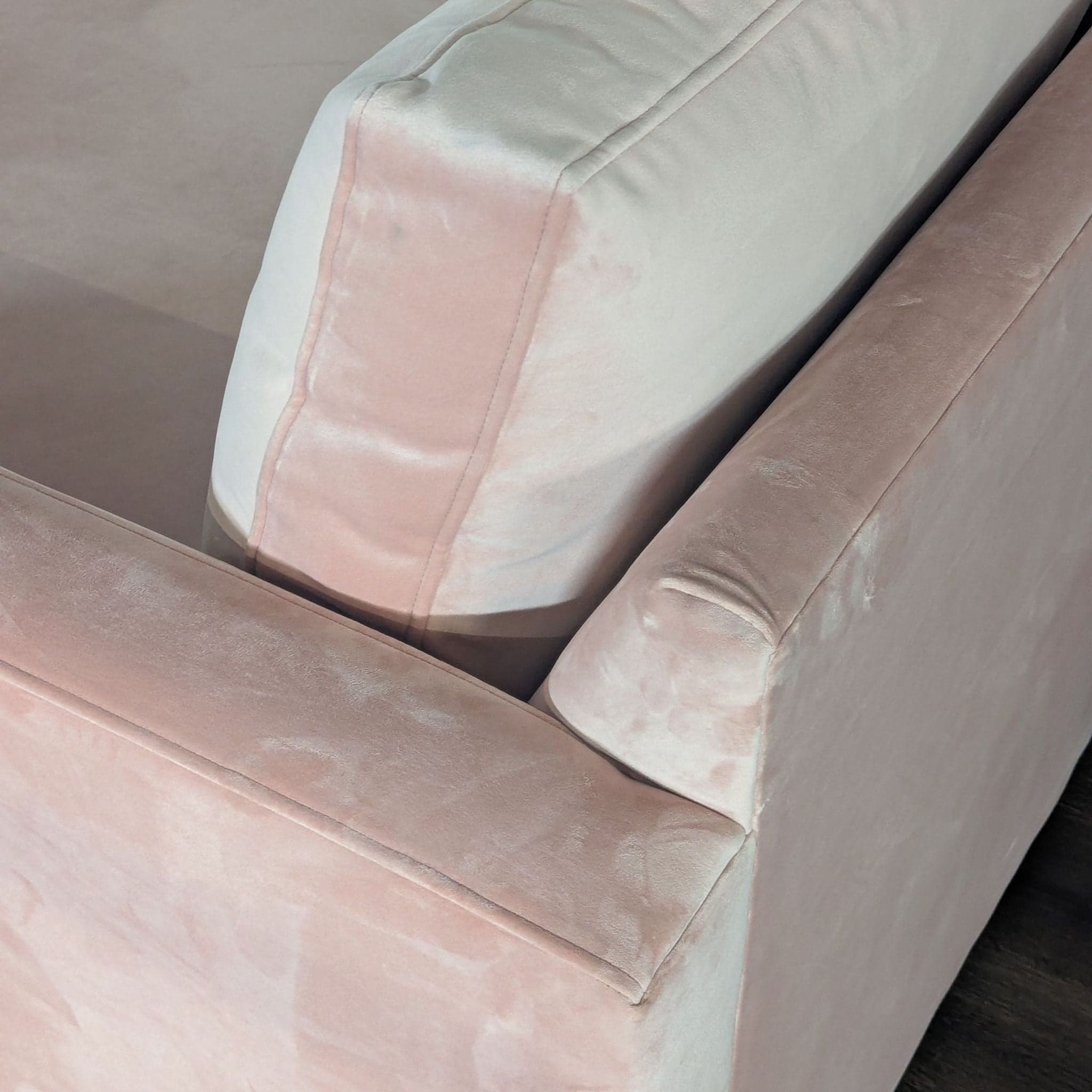 Modern Pink Velvet Sectional Sofa with Reversible Chaise Lounge - Thumbnail 5