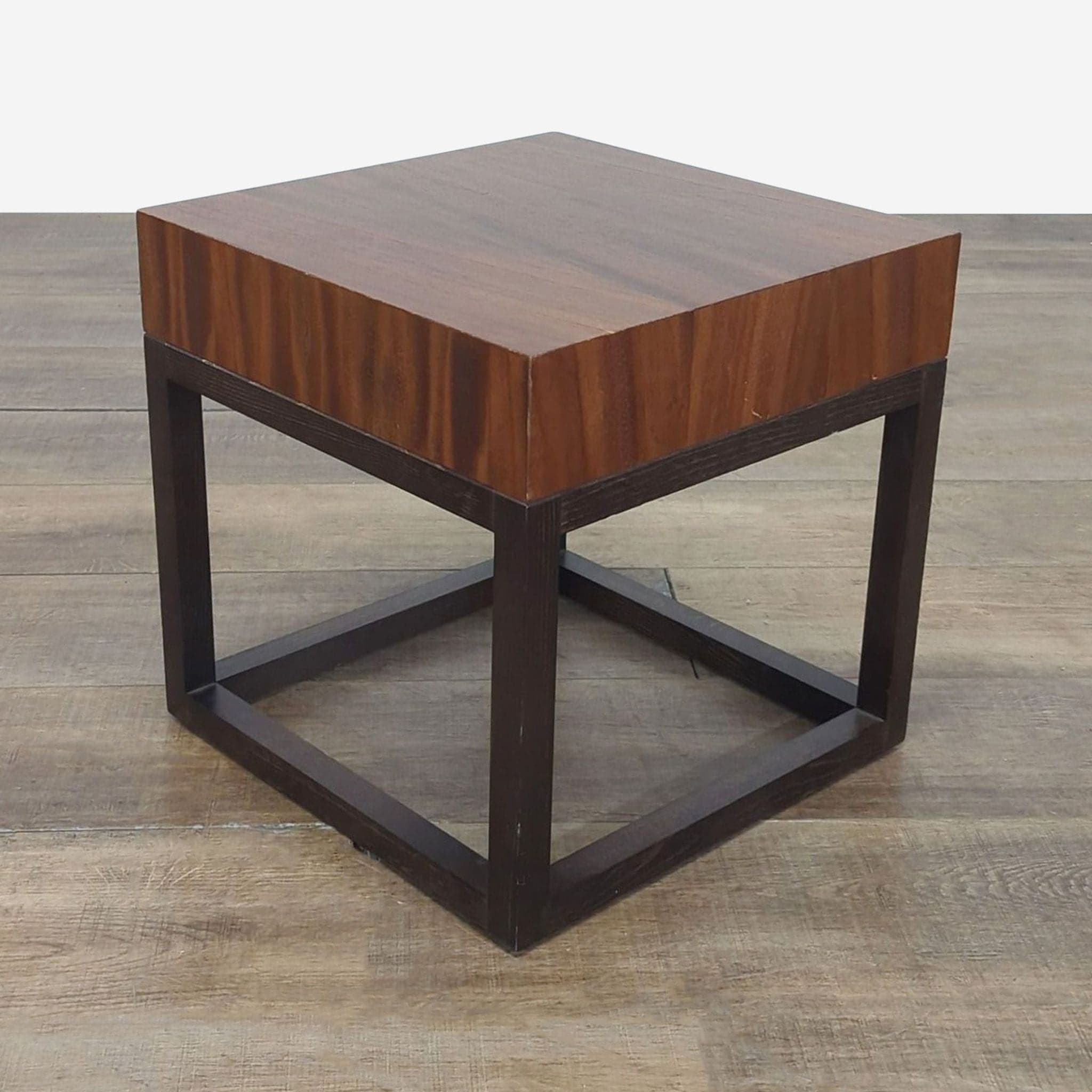 Crate & Barrel Wood Accent Table on Wood Base - Image 1