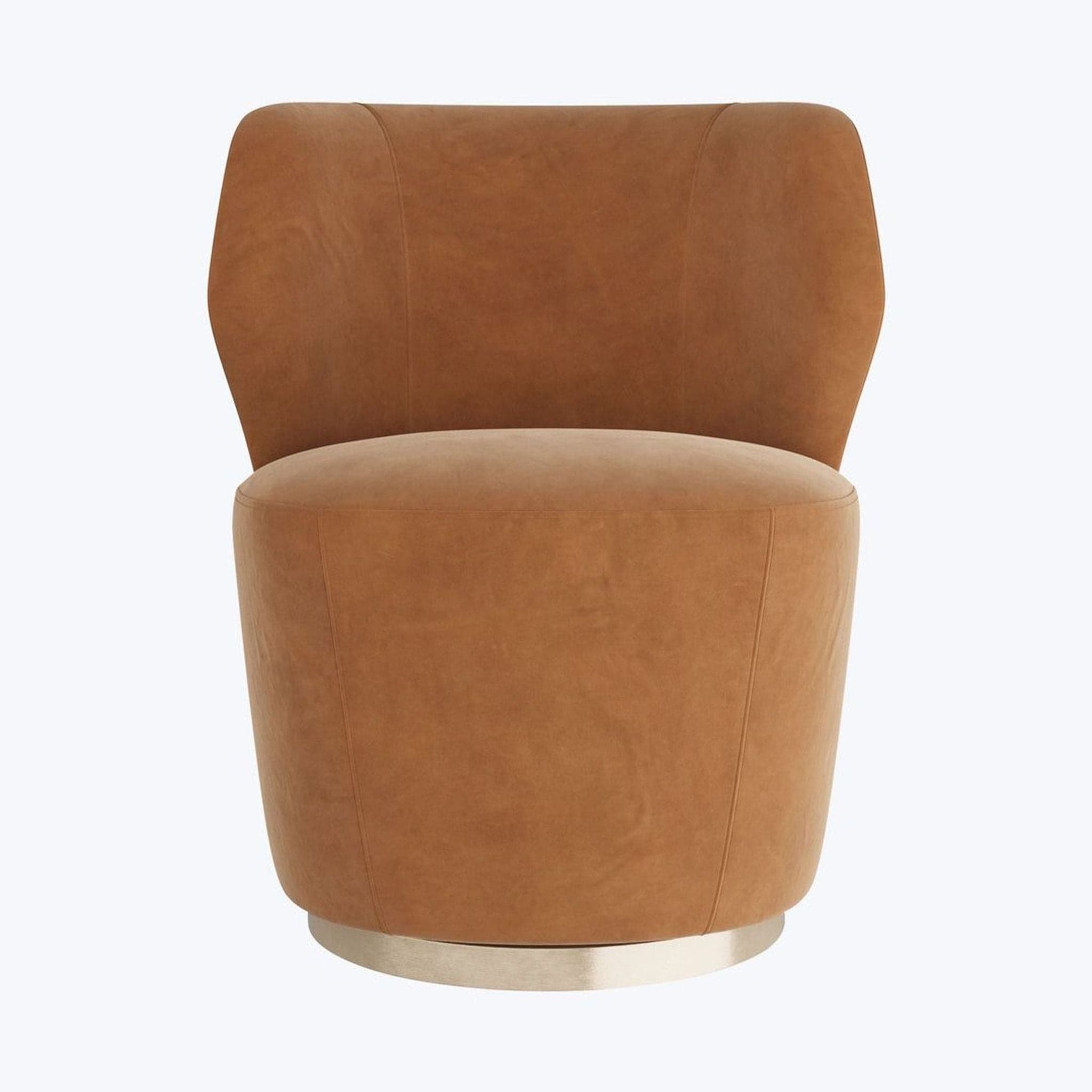 Arteriors Home Poppy Modern Swivel Lounge Chair in Tan Faux Leather - Image 1