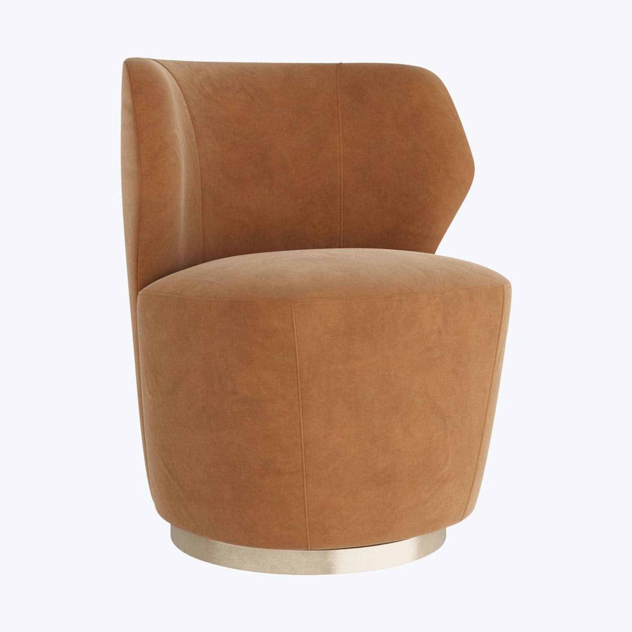 Arteriors Home Poppy Modern Swivel Lounge Chair in Tan Faux Leather - Thumbnail 5